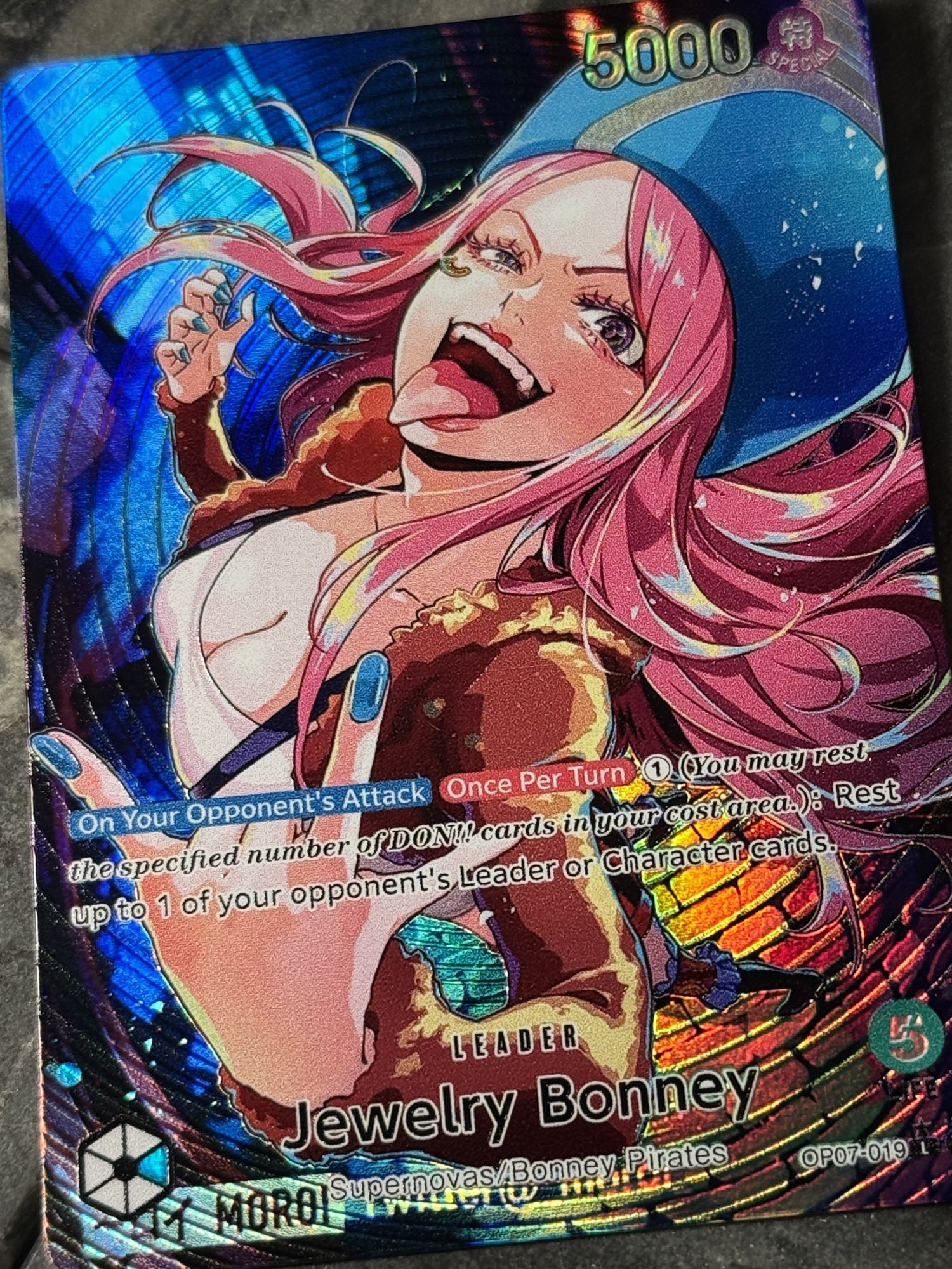 One Piece Green Jewlery Bonney Leader Card Full art Borderless