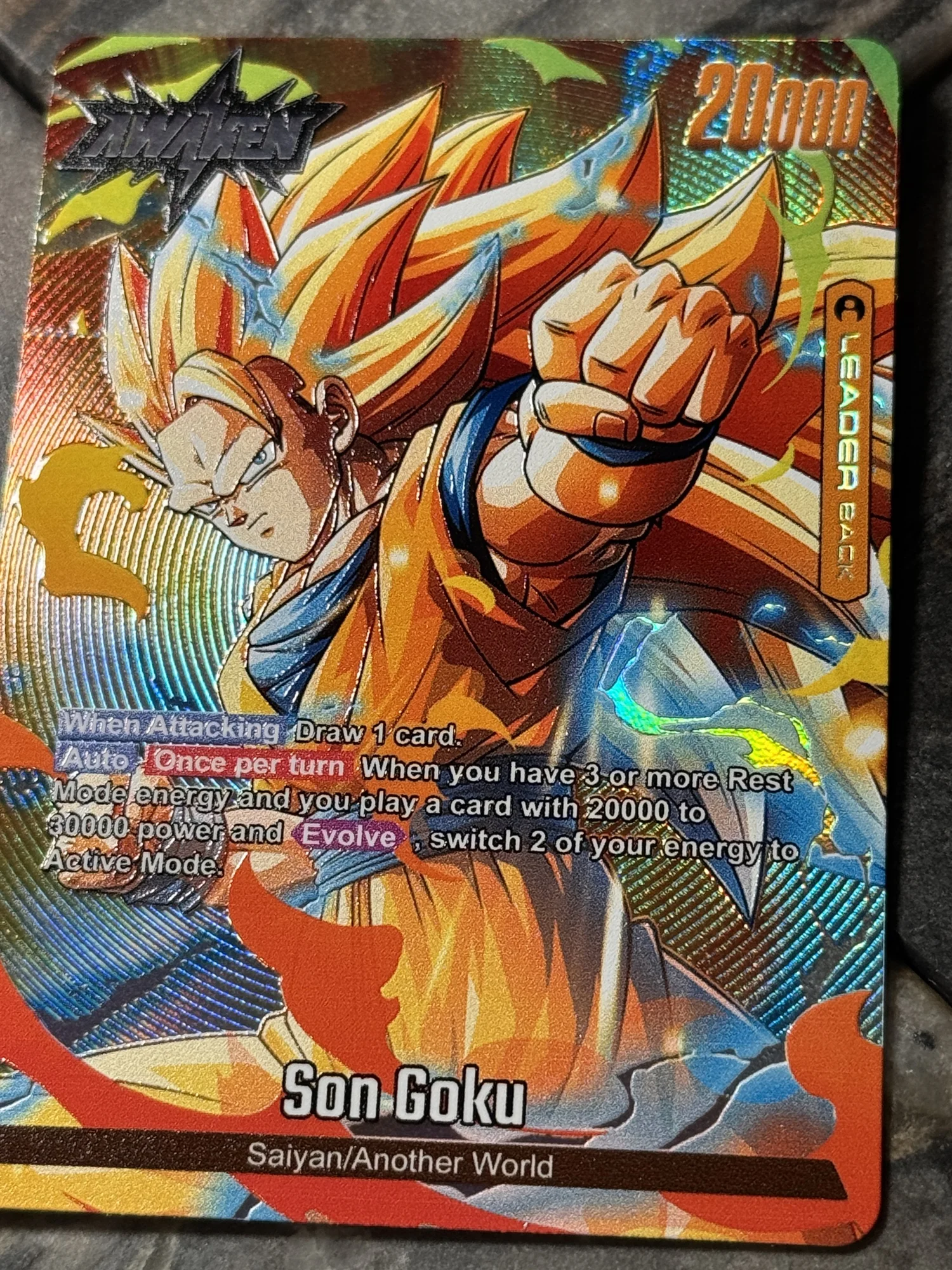 Dragon Ball Fusion world FS11 Yellow SS3 Goku Leader card