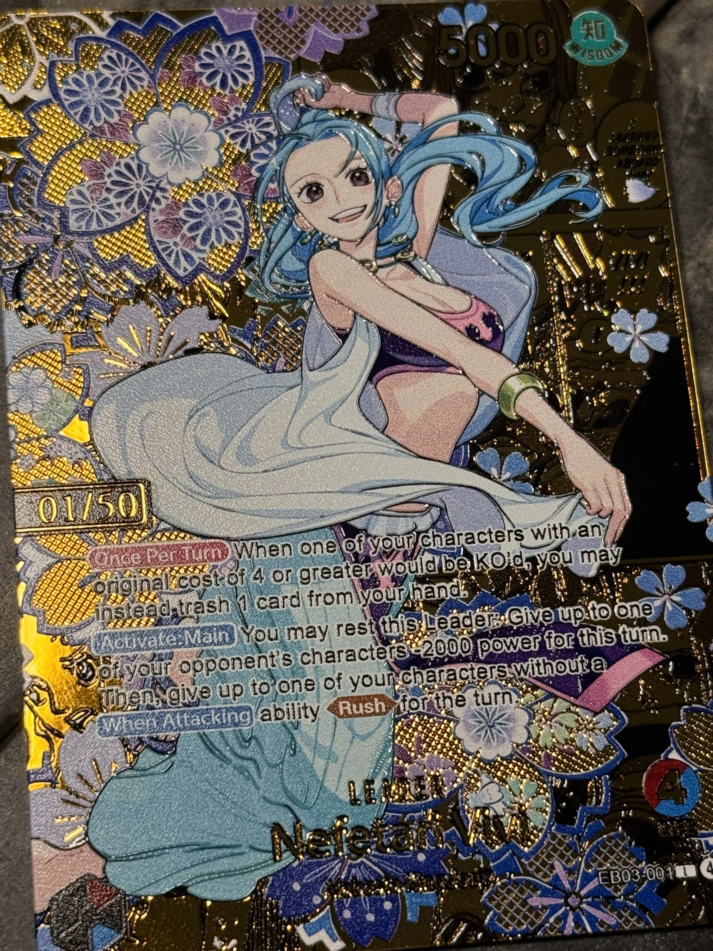 SERIALIZED One Piece EB03 Blur/Red Vivi Metal Gold Foil leader card