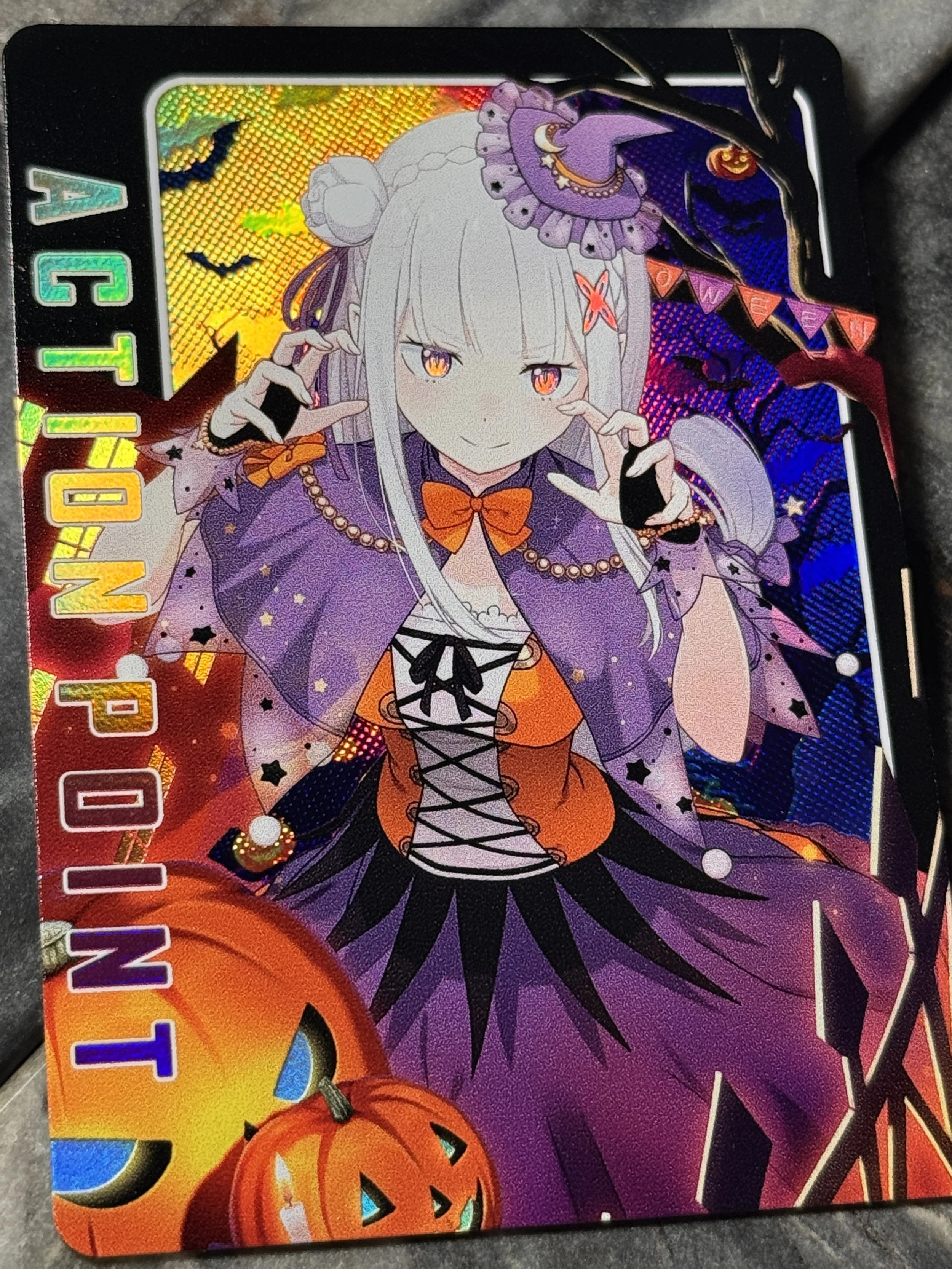 Re: Zero - Emilia Full- Art Textured Holographic Halloween Action Point Card