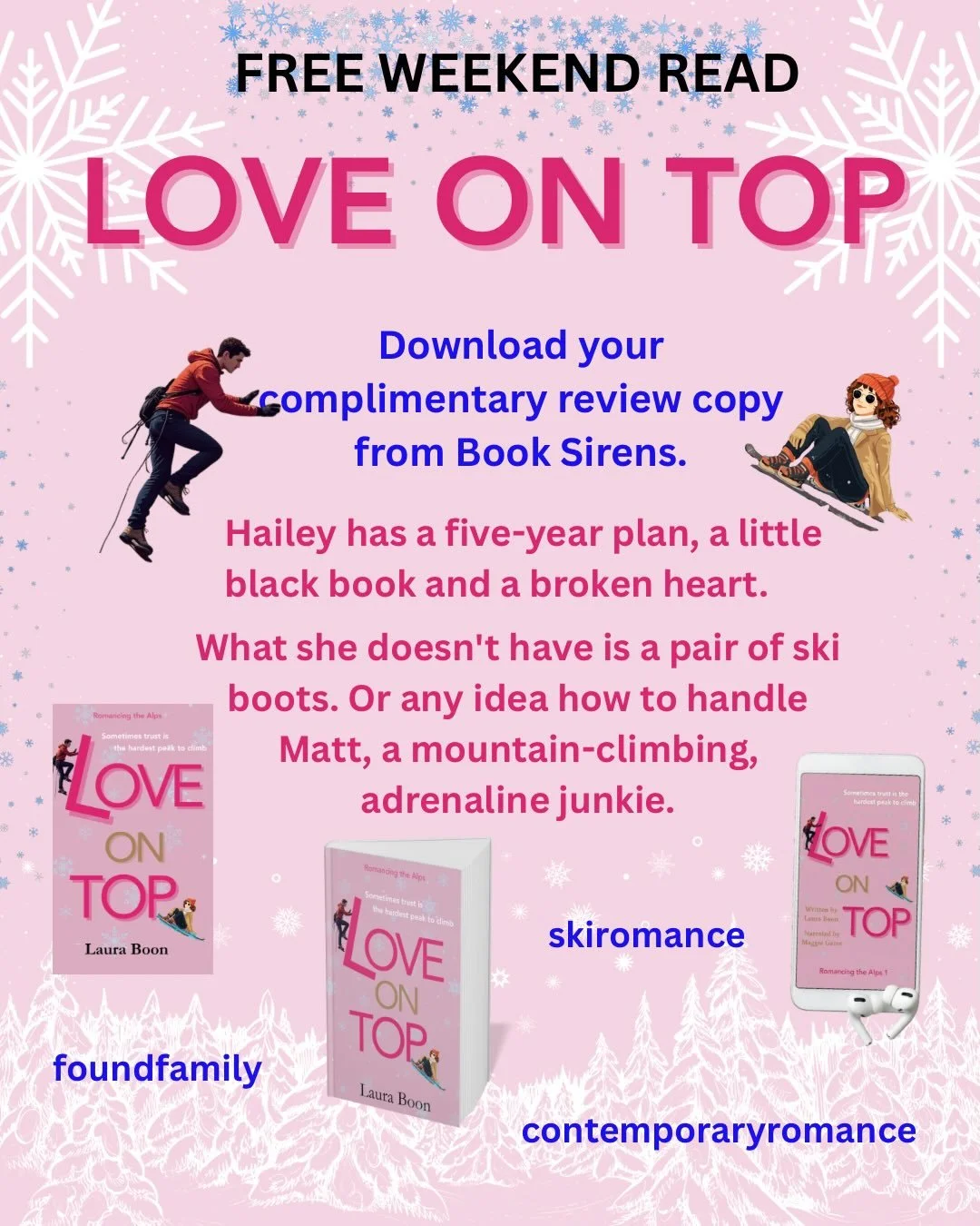 Are you a black run or an apr&egrave;s-ski kind of gal? Get ready for the southern hemisphere snow season and snuggle up with a winter romance this weekend. Hailey and Matt are ready and willing to warm the cockles of your heart. 😉
Review copies ava