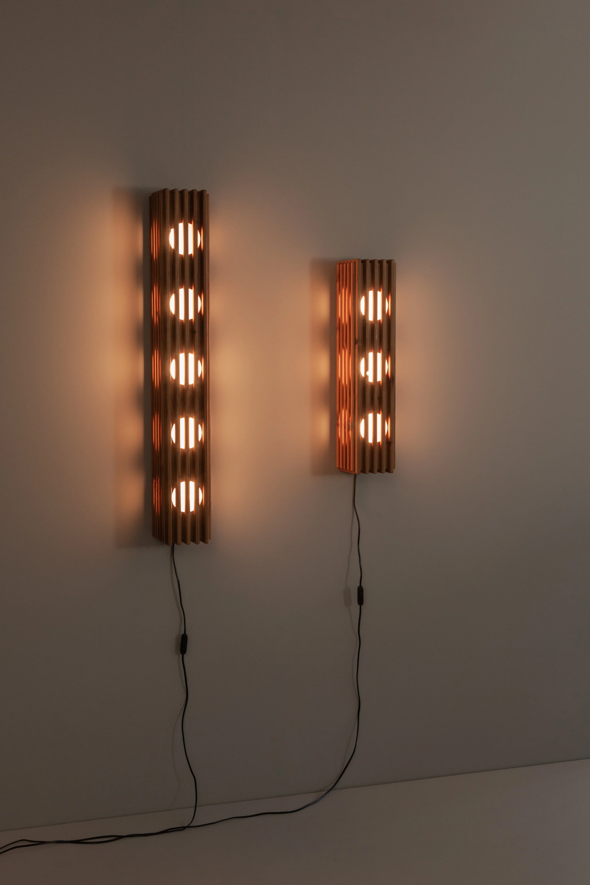 AMBER lighting collection wall lights, made from heat-treated pine wood, lighting design, lighting system