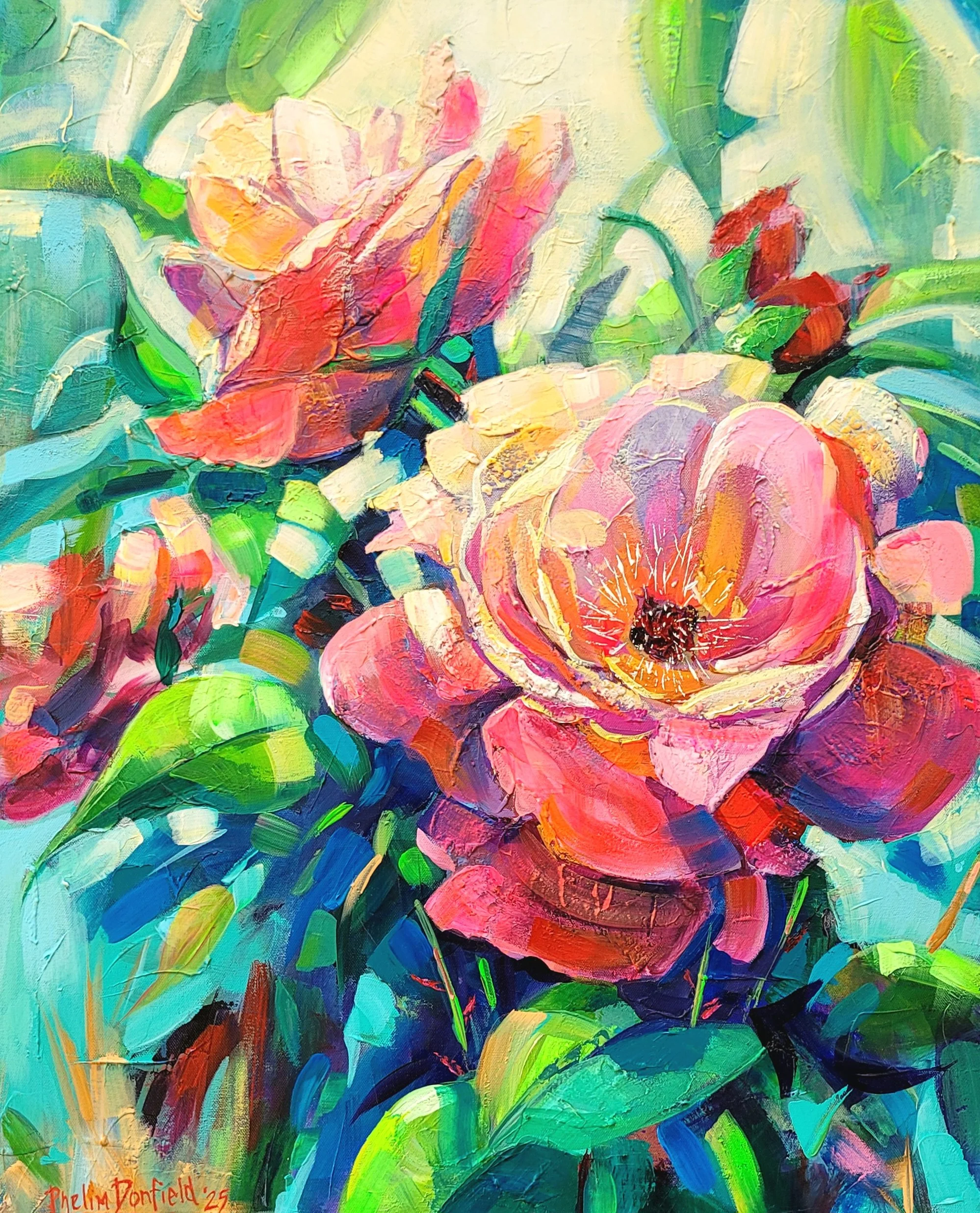 Floral Bloom #3 76cms x 61cms Acrylic on canvas Framed