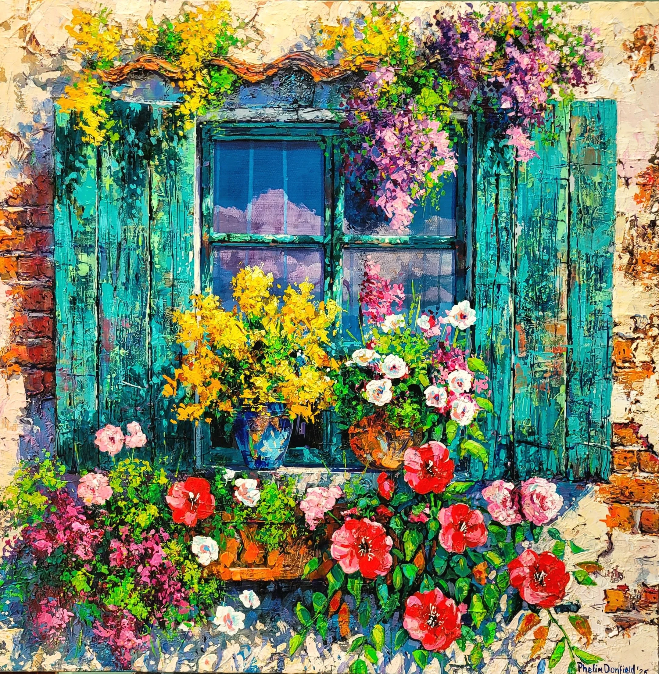 Sunlit Windowsill 80cms x 80cms Acrylic on canvas Unframed