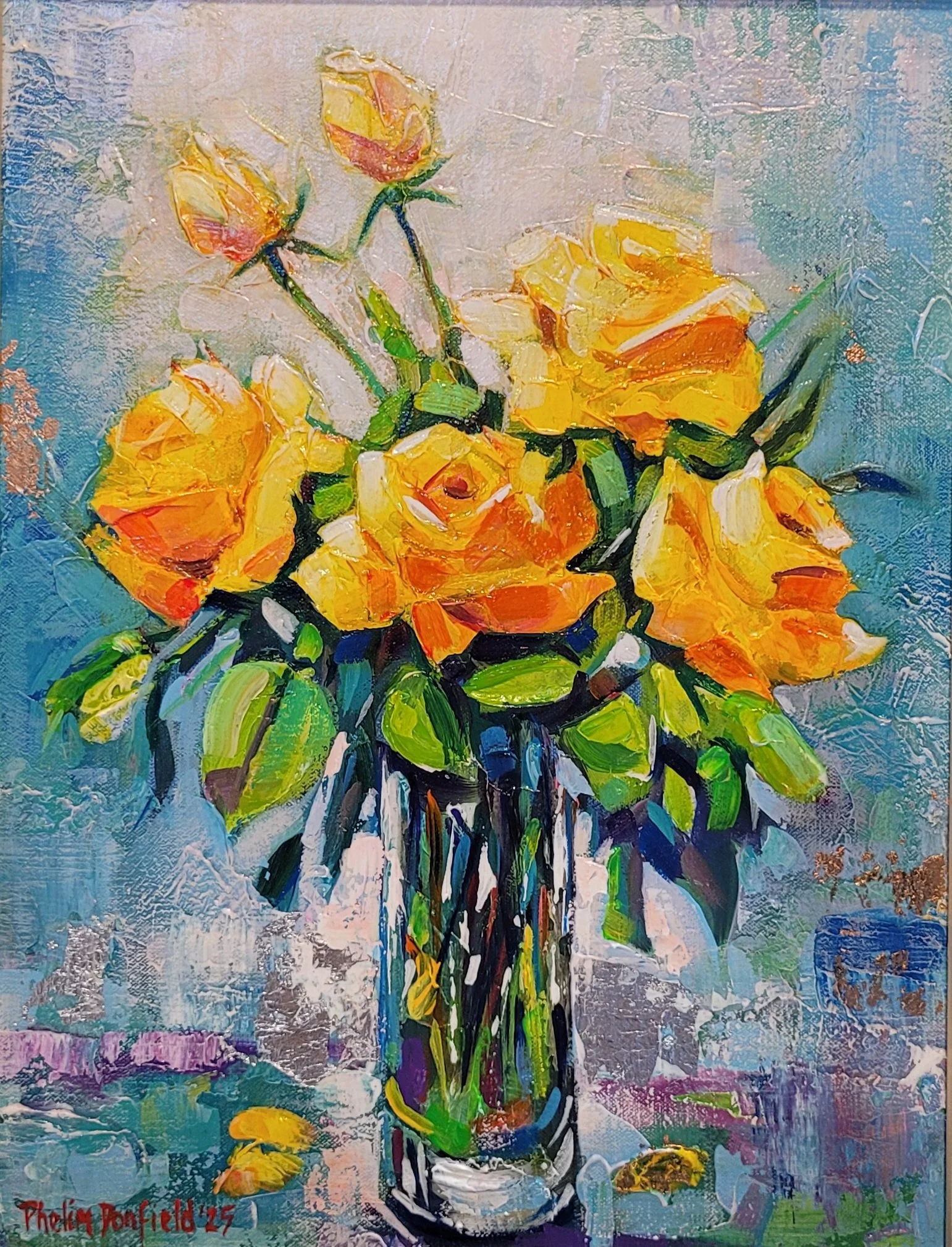 Floral Bloom #4  40cms x 30cms   Acrylic on canvas  Framed