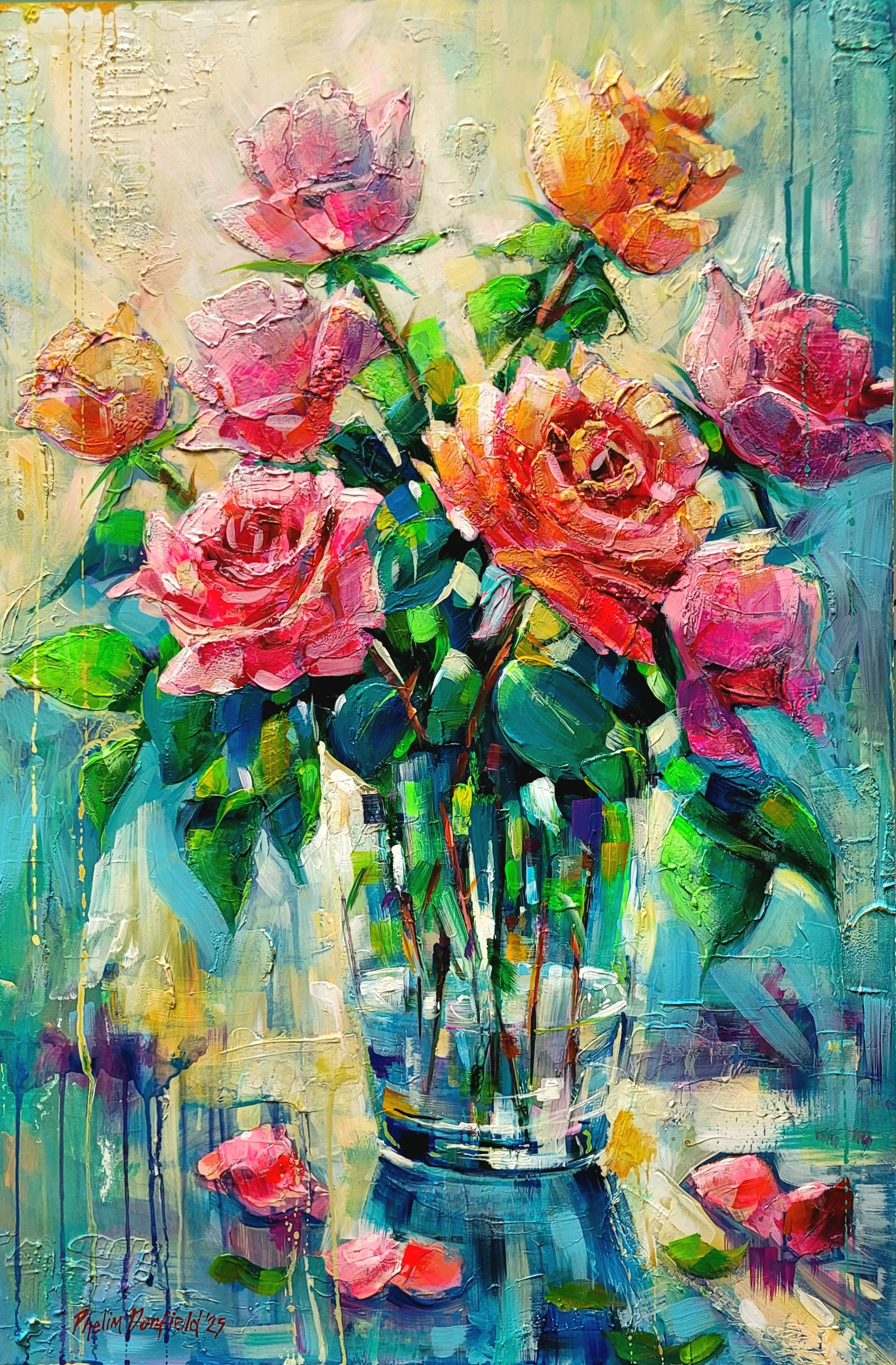 Floral Bloom #2 Acrylic on canvas 92cms x 61cms Framed