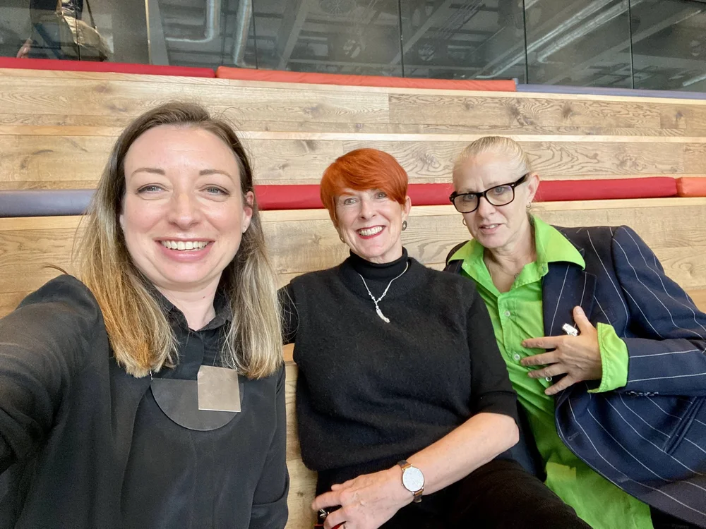 Alexandra Sherlock with Jane Schaffer, University of Northampton, and Georgina Goodman, London College of Fashion