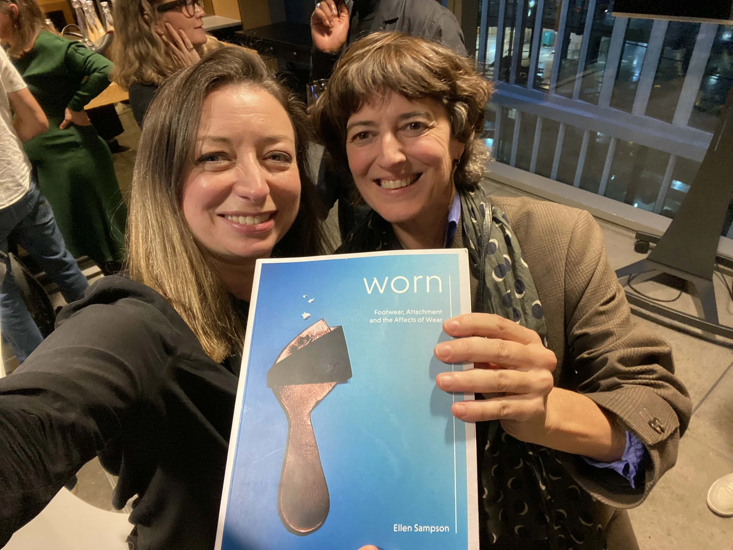 Alexandra Sherlock with Catherine Willems of Future Footwear Foundation promoting Ellen Sampson's book 'Worn: Footwear Attachment and the Affects of Wear'
