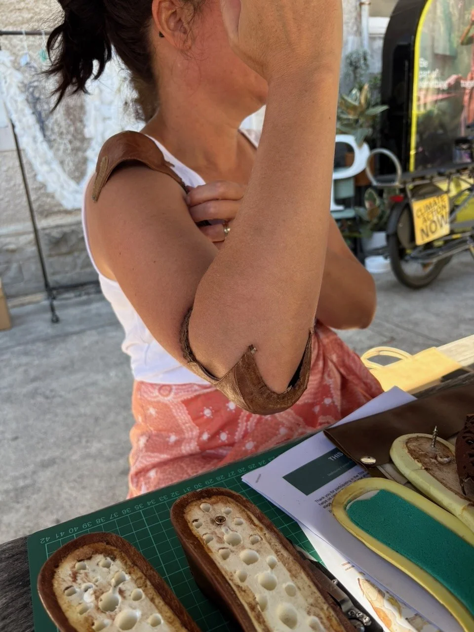 Experimenting with the placement of the shoe components