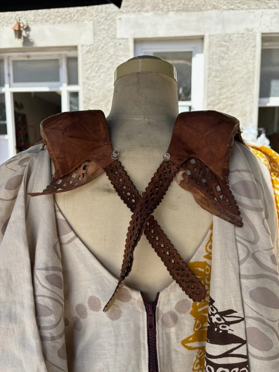 Experimentation with placement on mannequin with Emma's dress