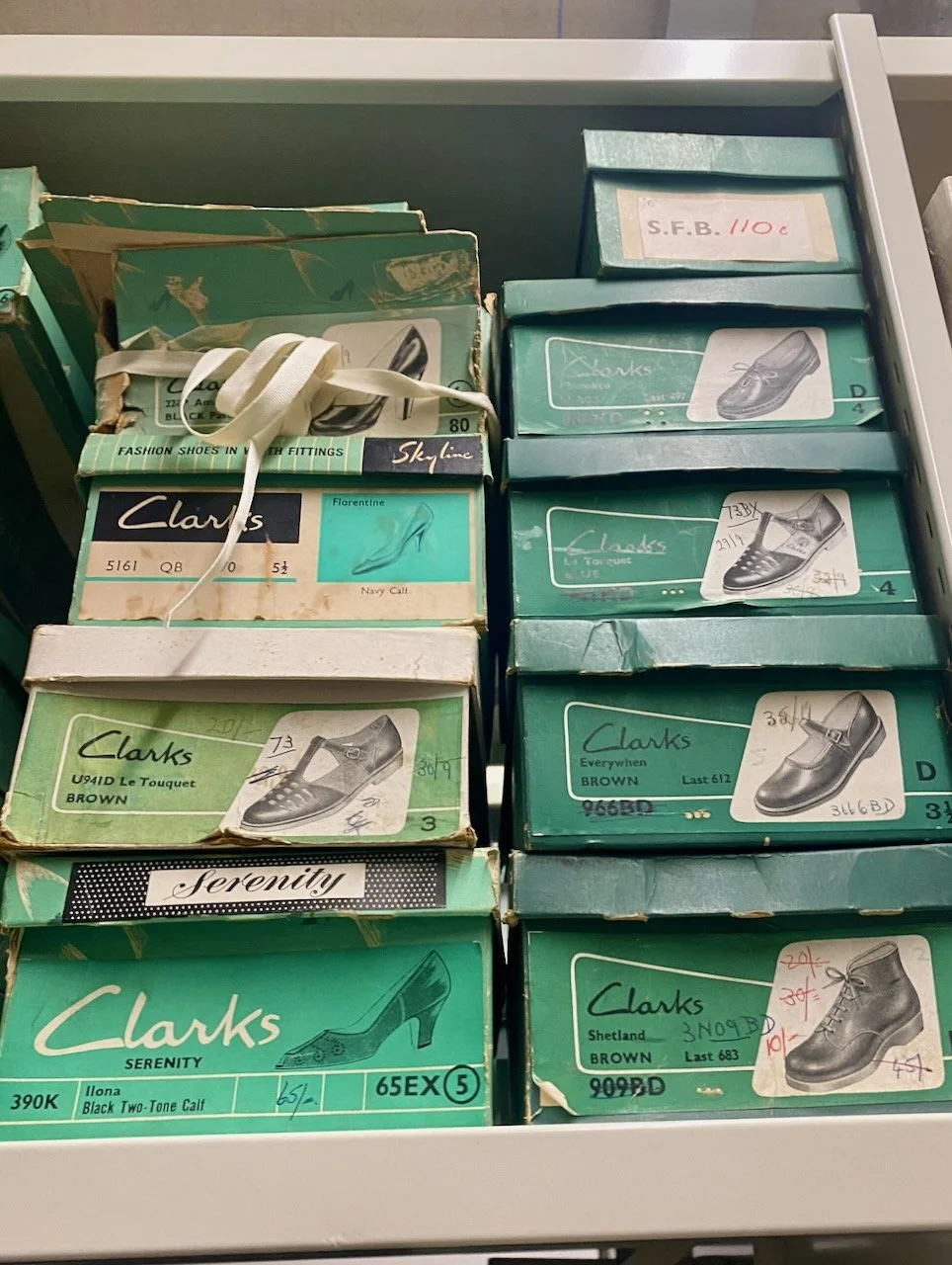 Archived Clarks shoe boxes