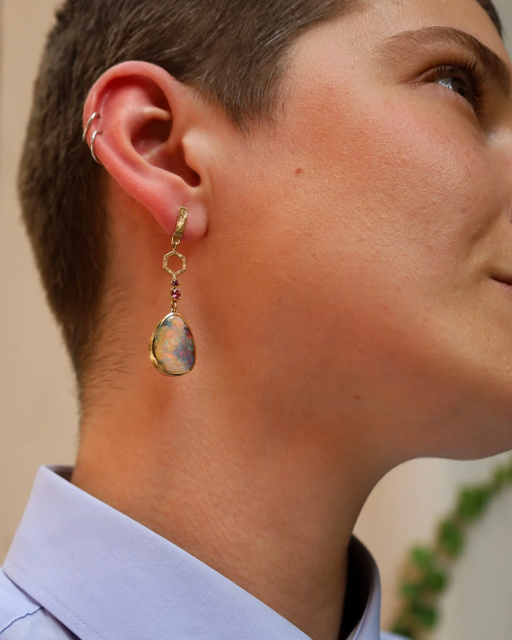 Chanelling light from the etheric realms in a kaleidoscope of colourful cosmic information ✨✨

The Celestial Frequency Earrings are a one-of-a-kind pair, handcrafted in solid 9kt yellow gold, boulder opal, tourmaline and garnet. Available via my stoc