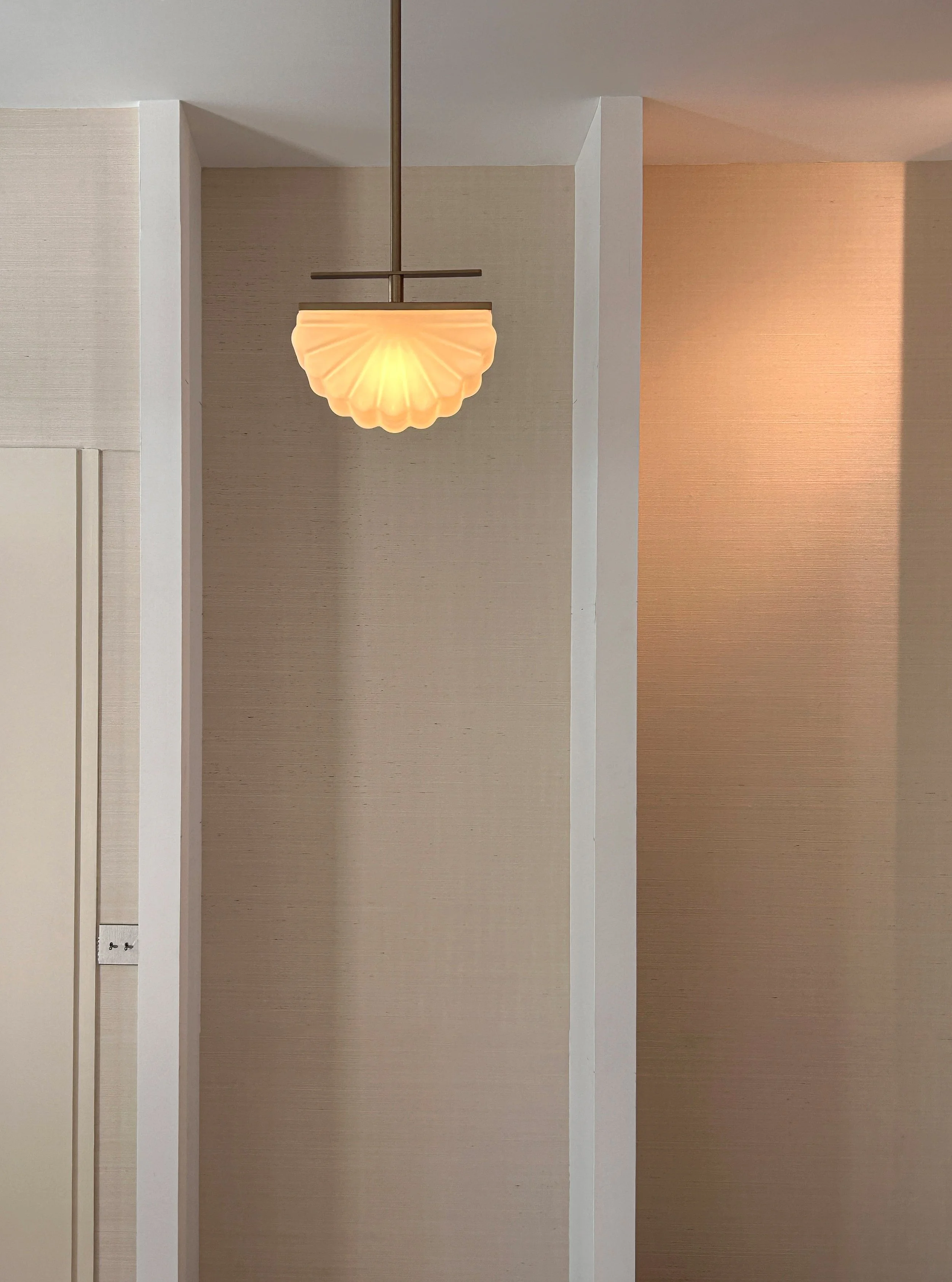 Pendant lights installed during our interior design studio renovation