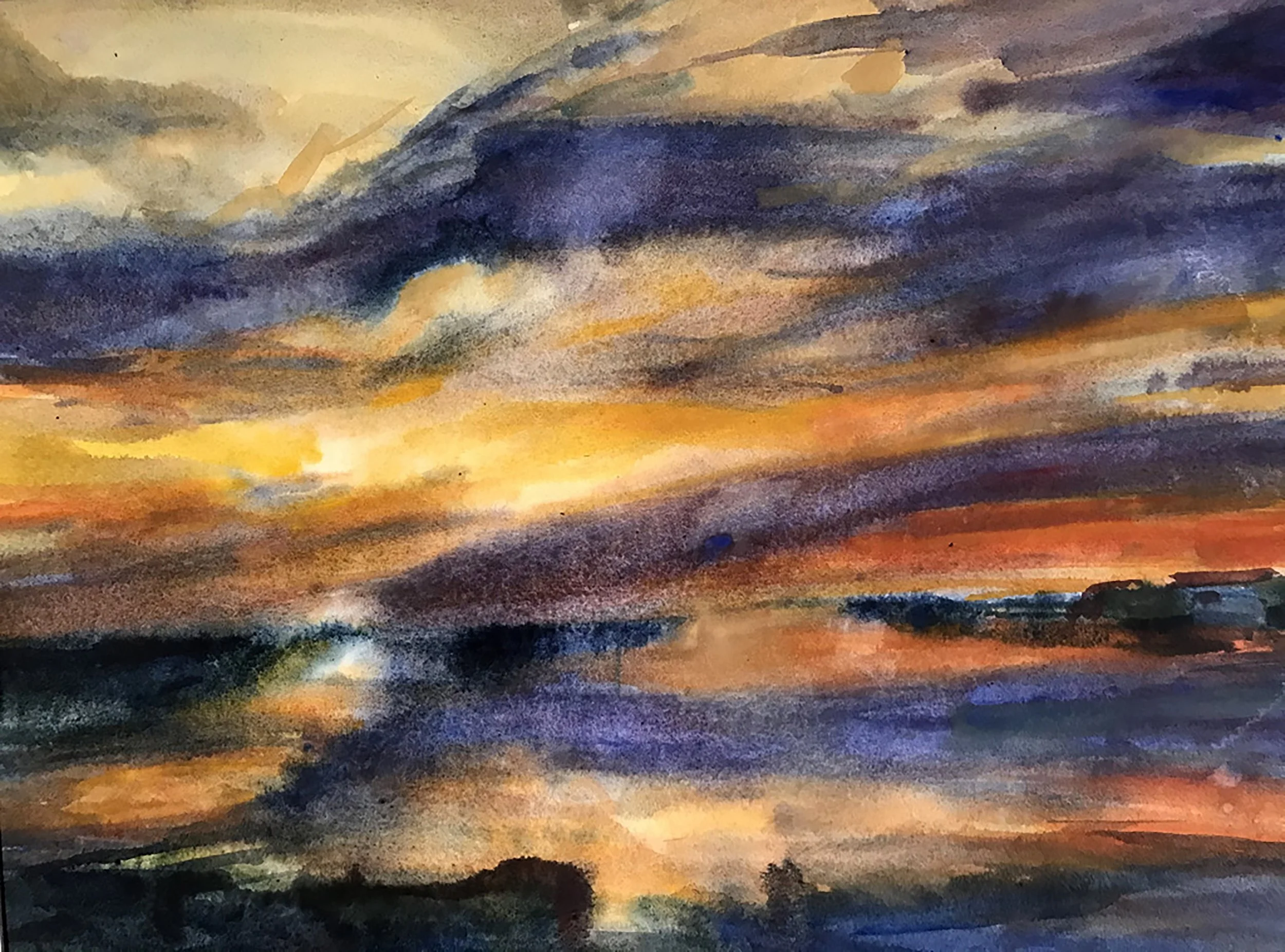The Setting Sun, Watercolour