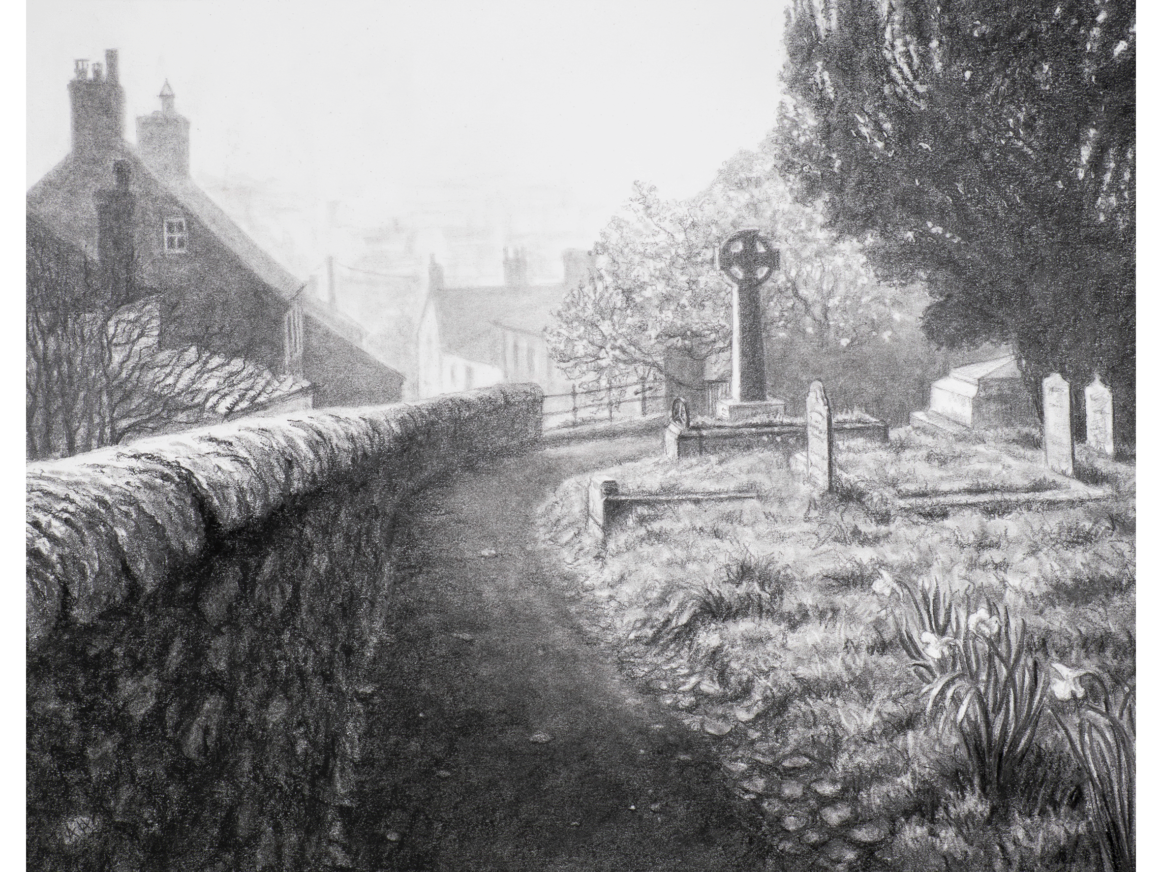 Walking Through the Morning Mist, Helston - Signed Print