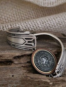 Texas State Seal silverware bracelet vintage Go Texan