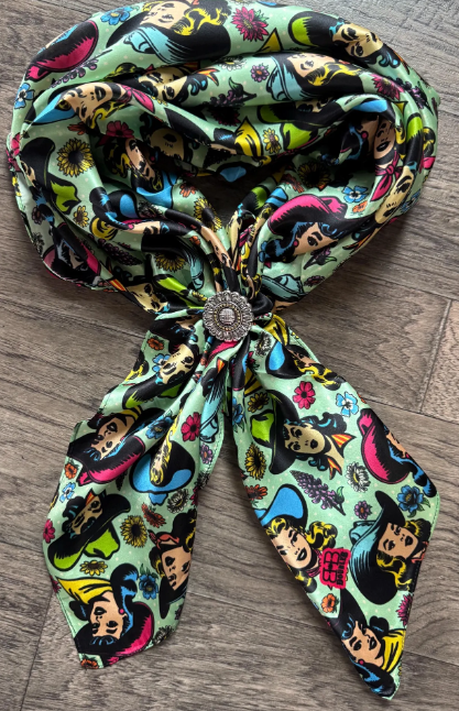 Color Pop Comic Cartoon Cowgirls Silk Wild Rag