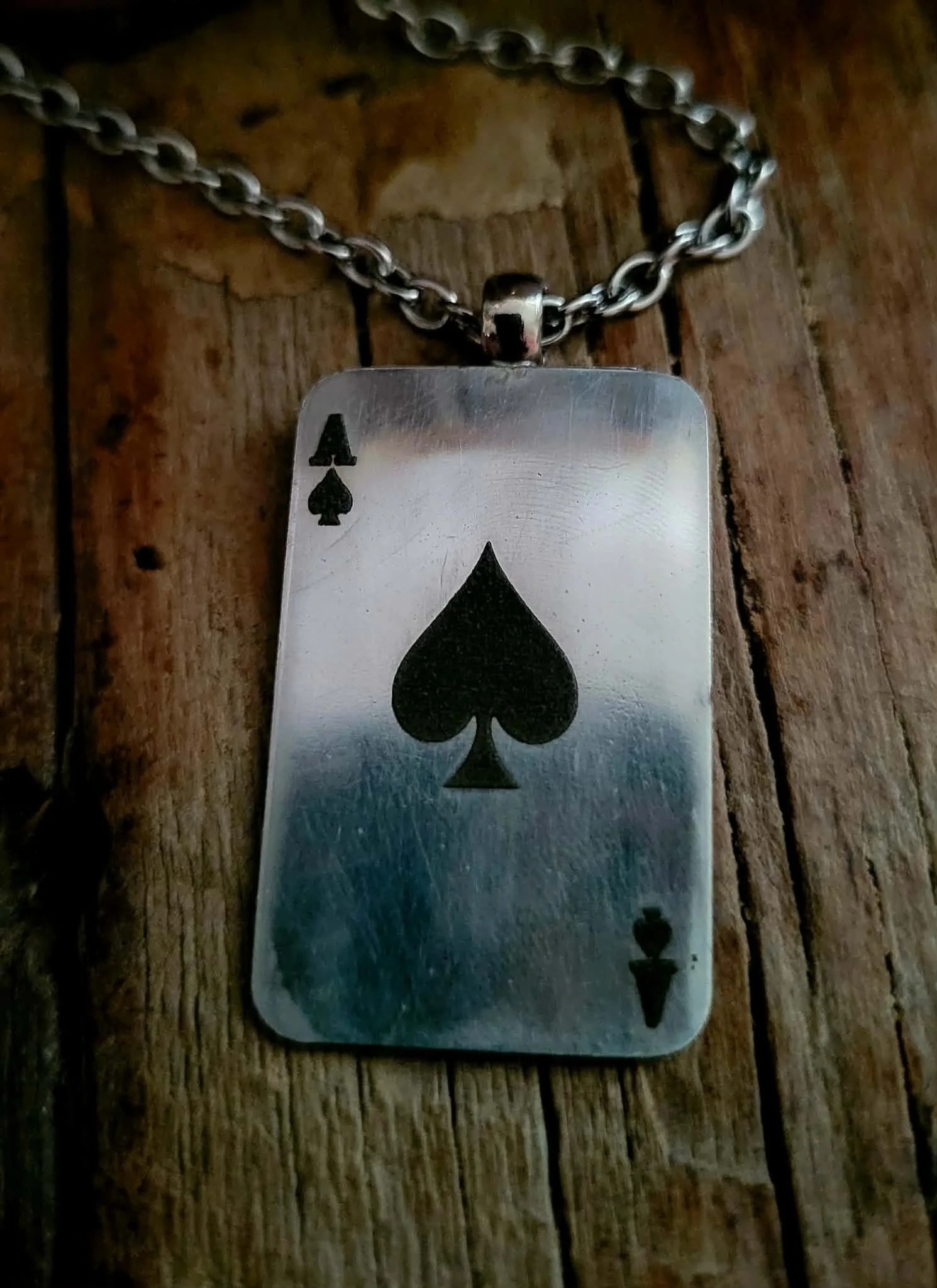 Ace of Spades silverware necklace