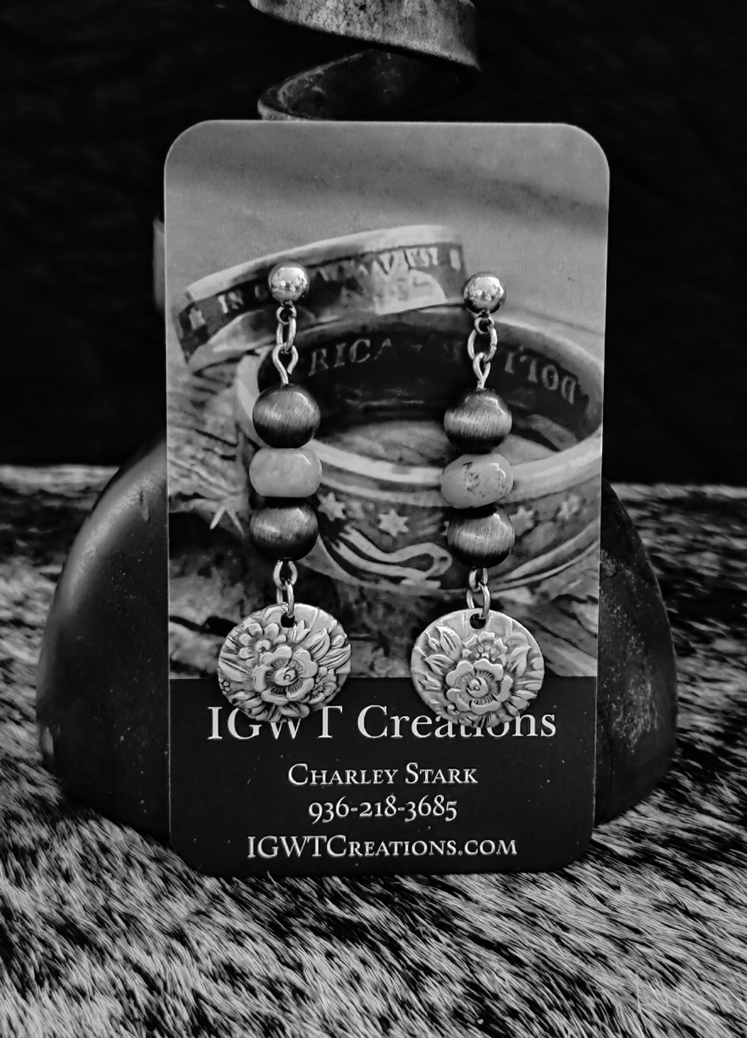 Jubilee pattern silverware, silverware earrings