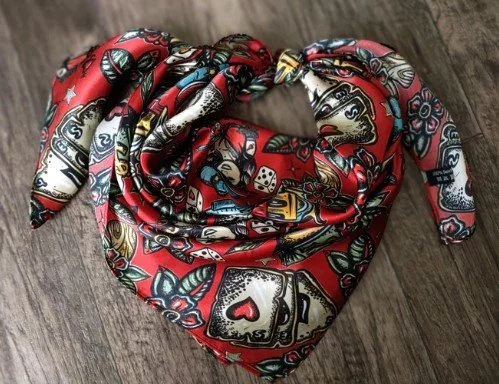 Deep Red Wild West Saloon Cowboy Silk Wild Rag