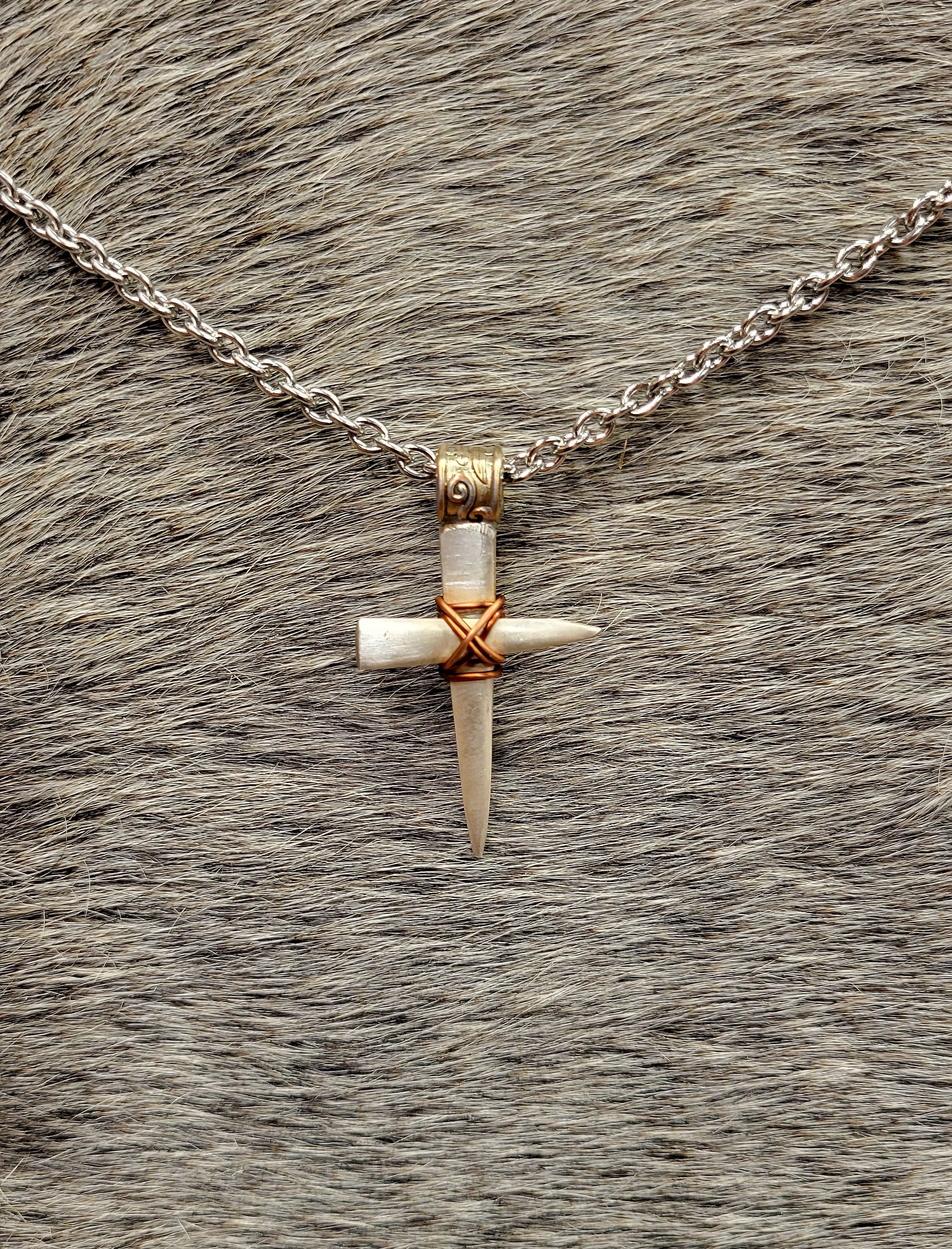 Fork tine cross with copper wire