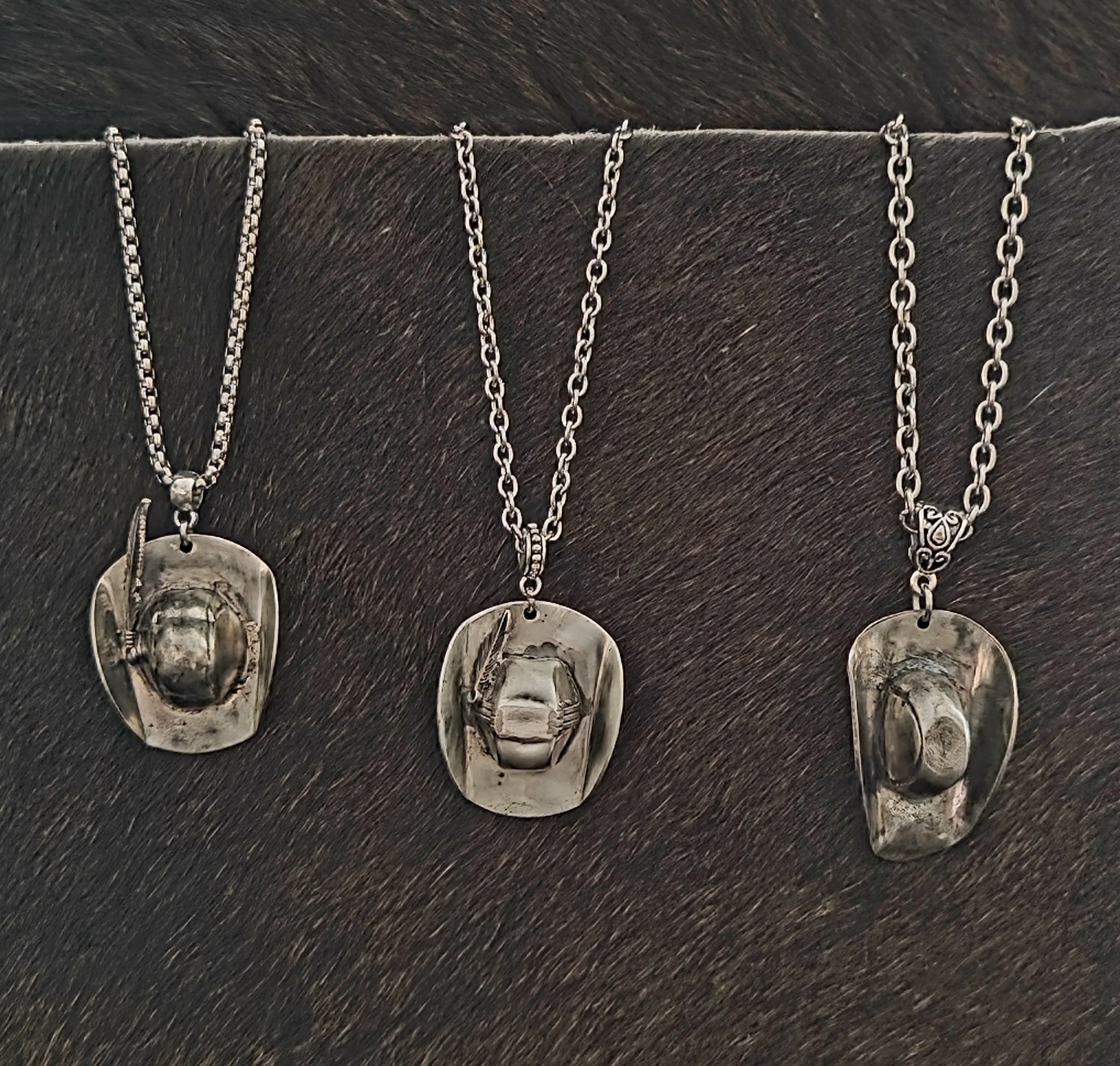 cowboy hat pendant necklace silverware jewelry
