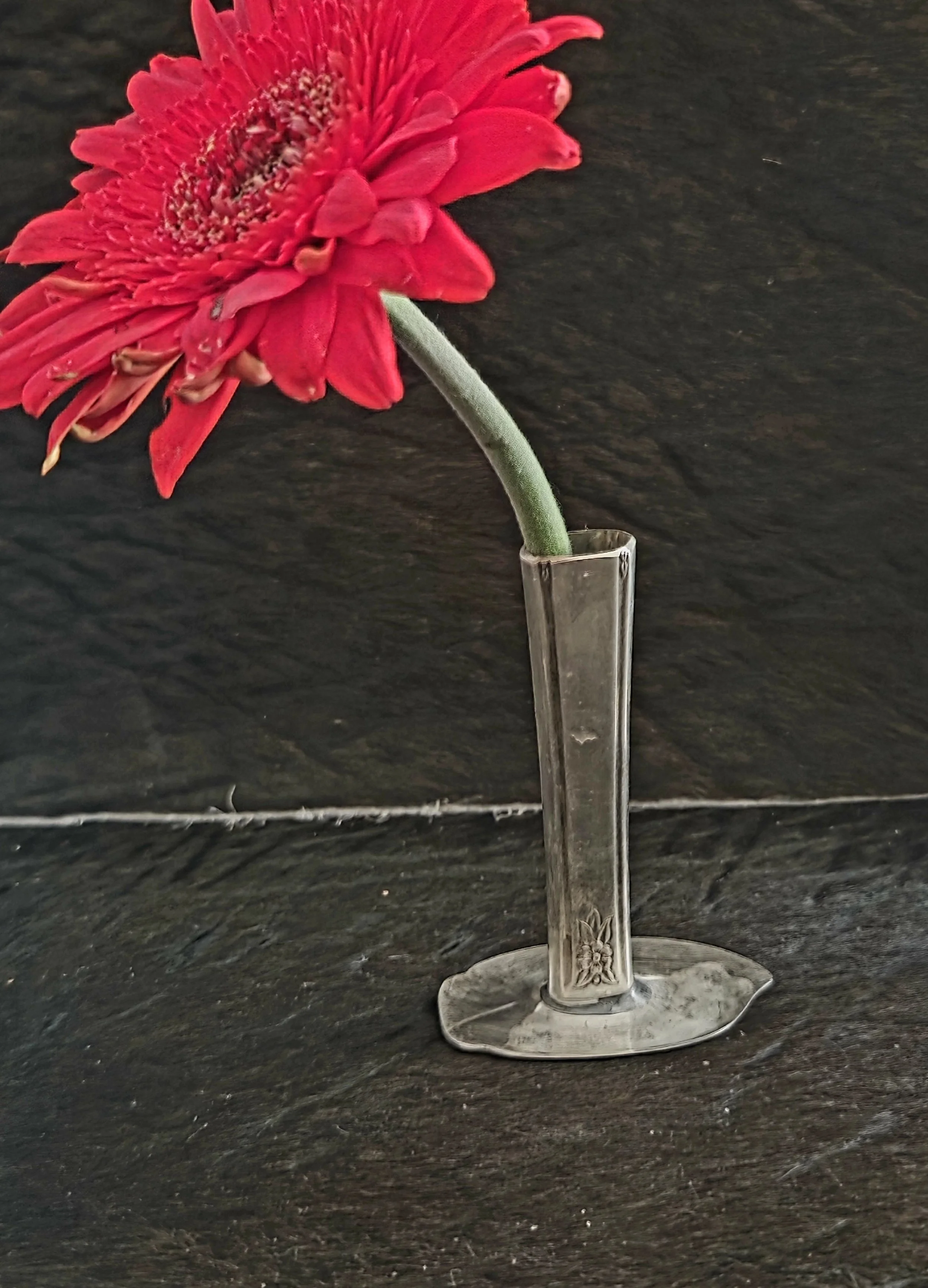 repurposed silverware miniature vase
