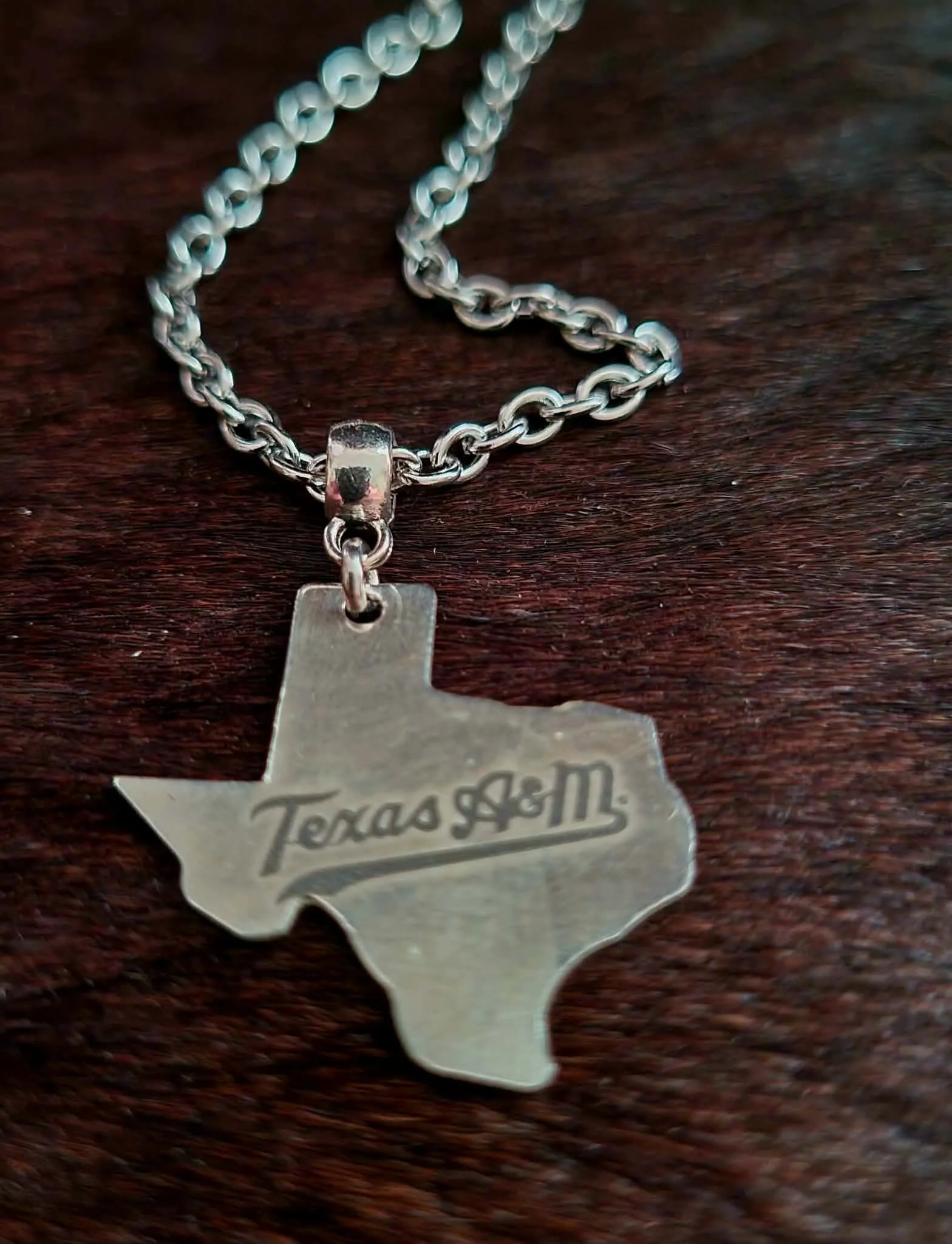 Texas A&M TAMU silverware necklace