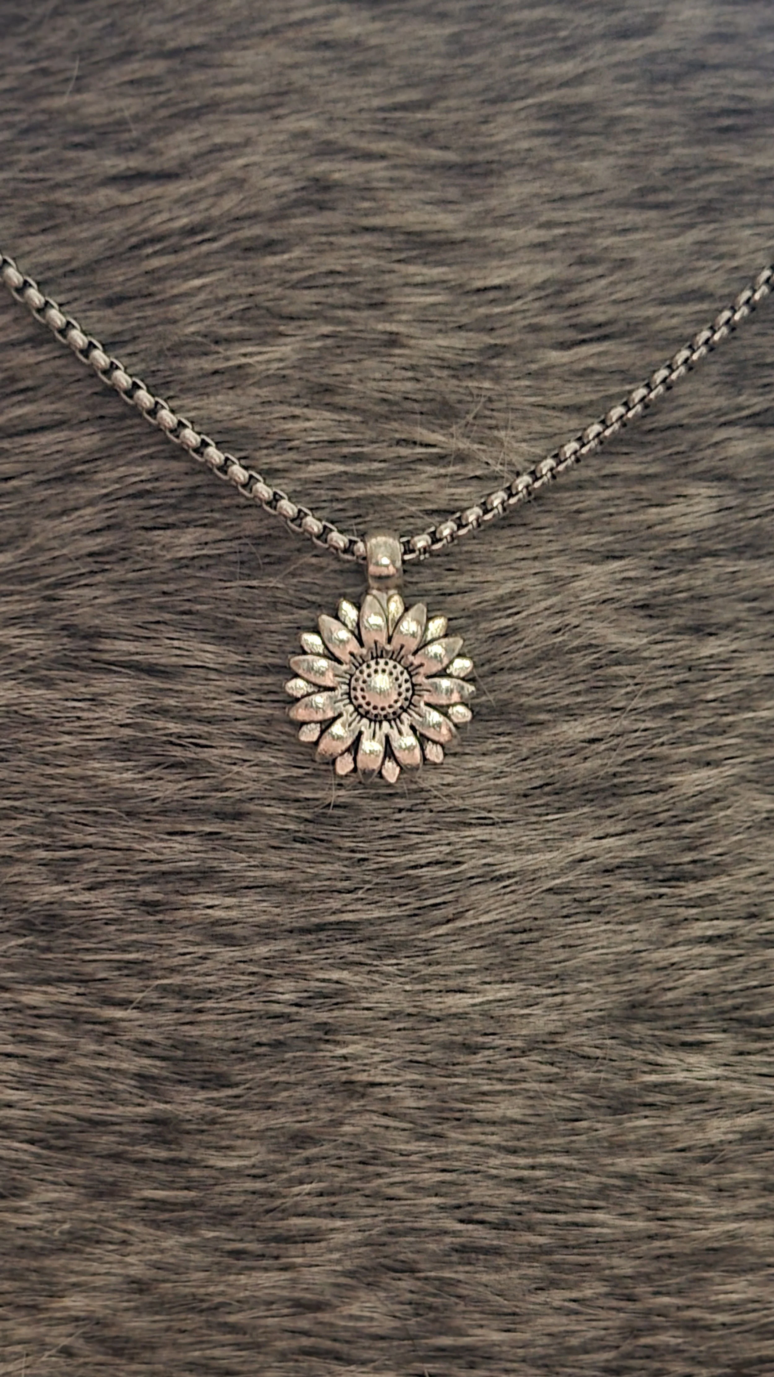 Sunflower button necklace repurposed