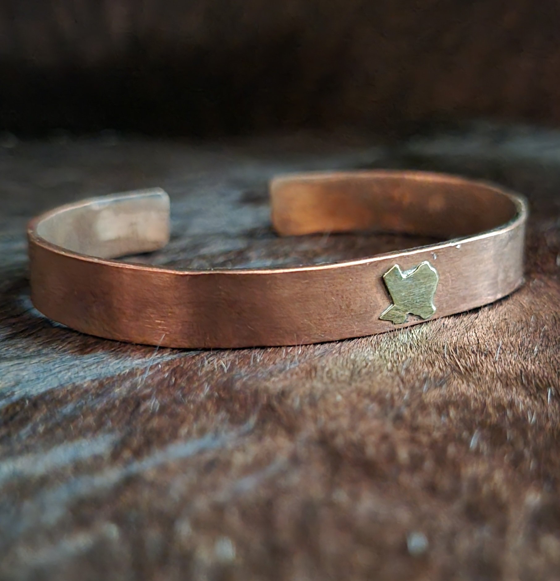 copper cuff with bullet brass Texas