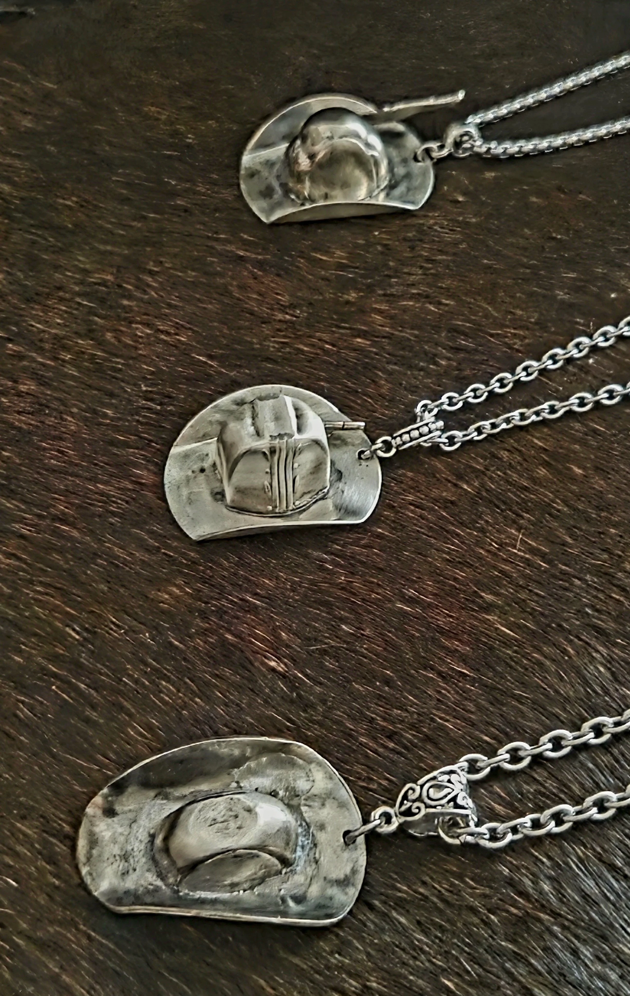 cowboy hat pendant necklace silverware jewelry