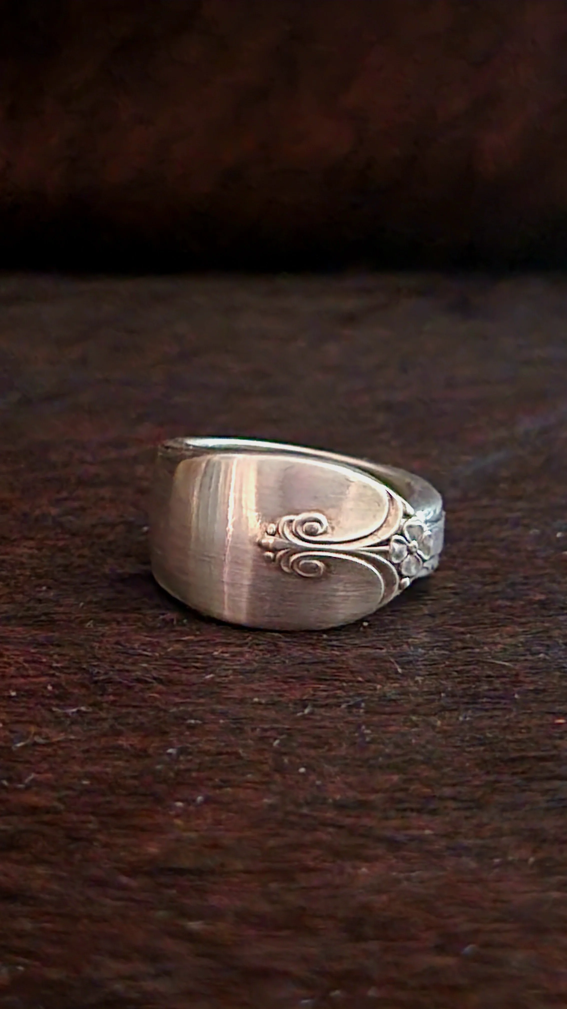 Vintage Flower-and-Scroll Spoon Ring