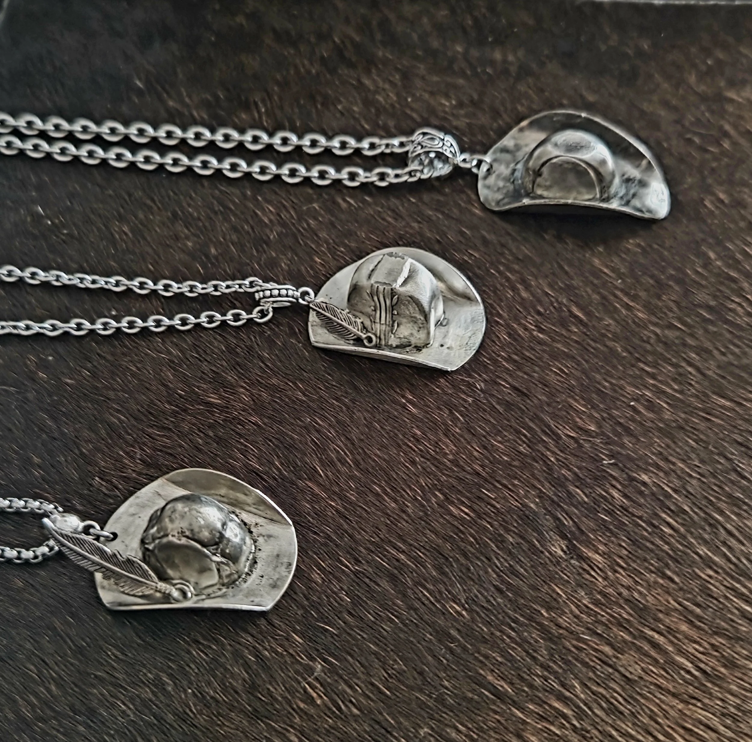 cowboy hat pendant necklace silverware jewelry