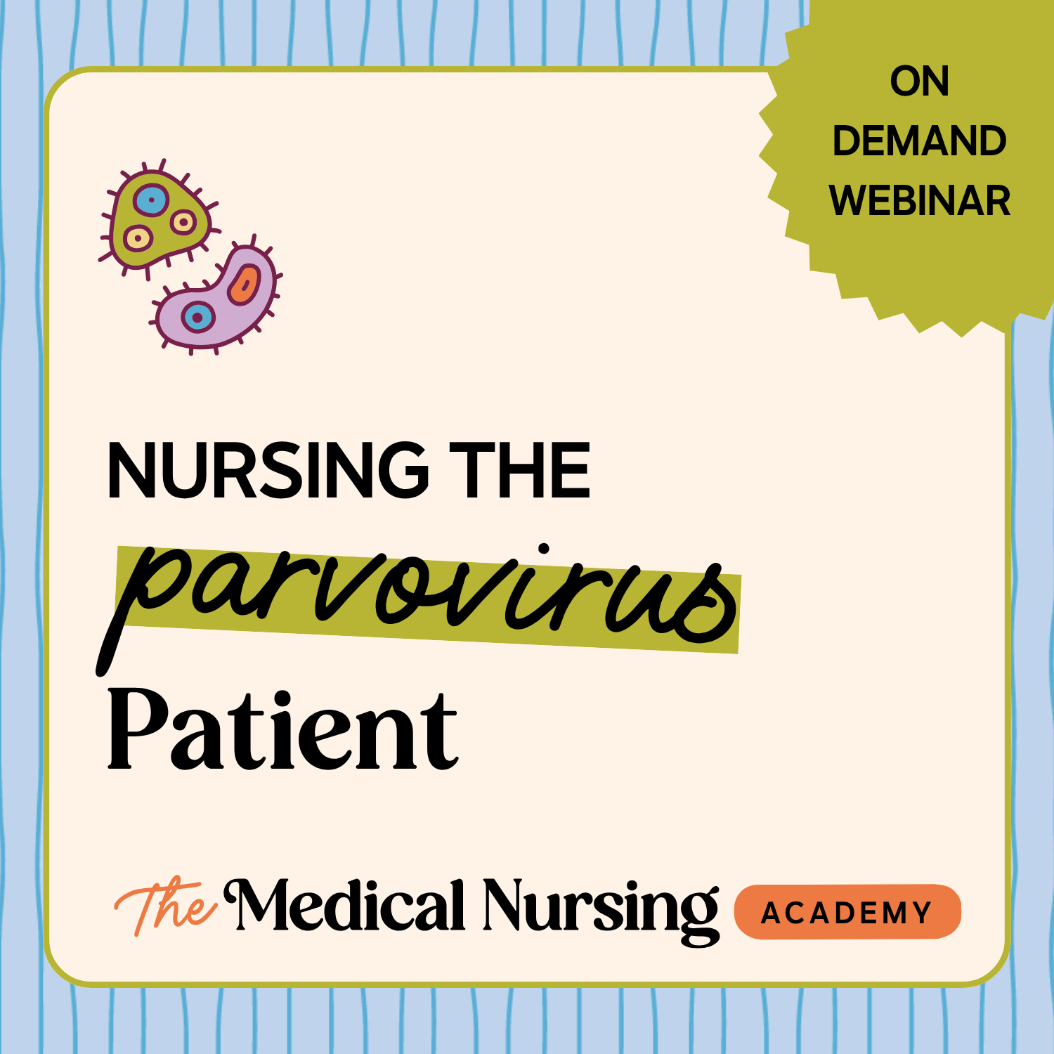 Medical Nursing Academy CPD course banner for critical nursing care for parvovirus patients for veterinary nurses