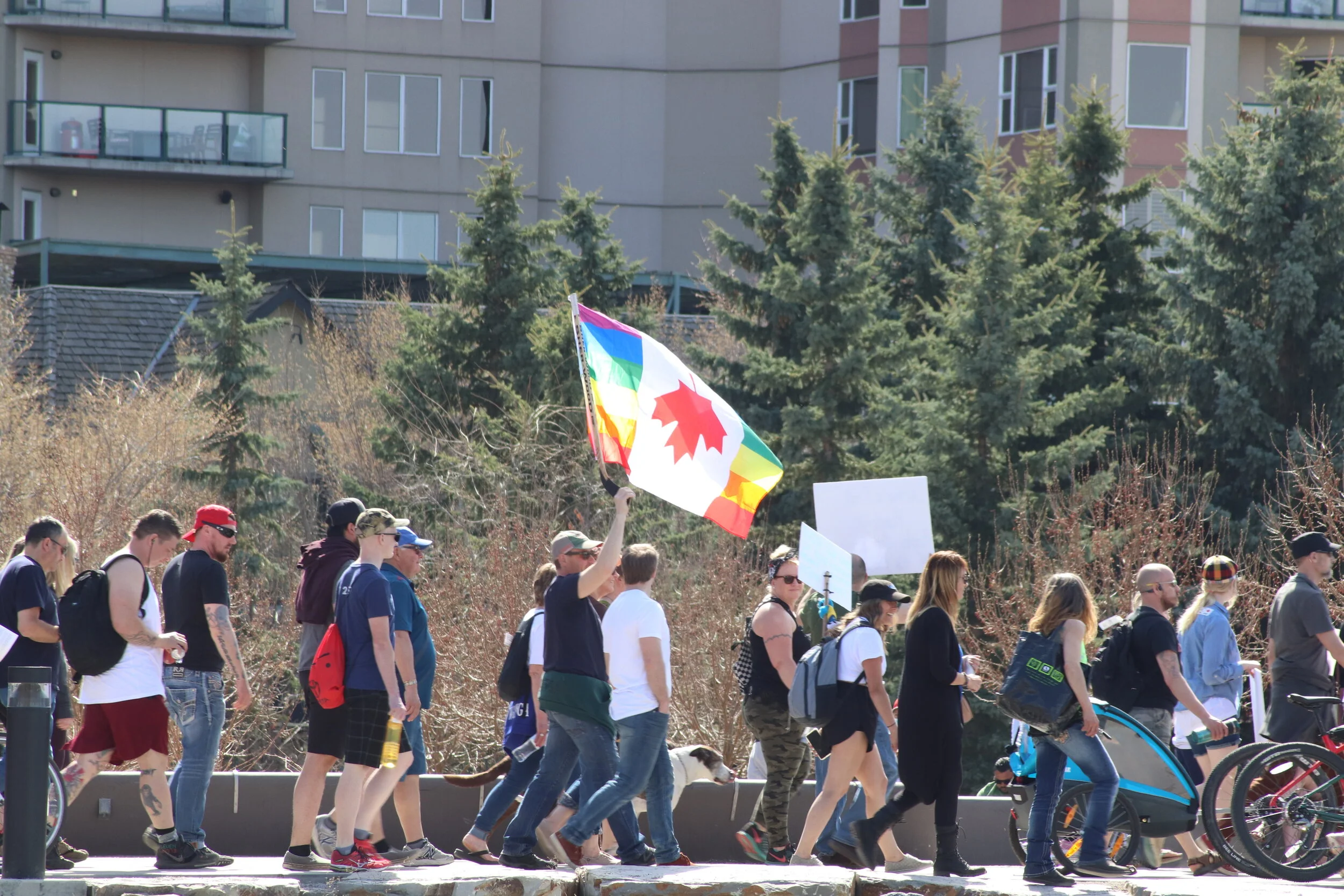 An extremly impactful statement made by a protestor while on the Walk For Freedom March to the Peace Bridge then Memorial Drive south bound in Calgary AB on 17/04/2021