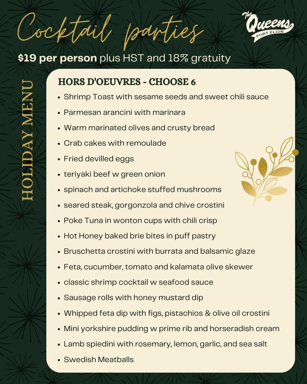 𝐇𝐎𝐋𝐈𝐃𝐀𝐘 𝐏𝐀𝐑𝐓𝐈𝐄𝐒 𝐀𝐓 𝐓𝐇𝐄 𝐐𝐔𝐄𝐄𝐍𝐒 🎄
𝘌𝘢𝘵, 𝘥𝘳𝘪𝘯𝘬, 𝘢𝘯𝘥 𝘭𝘦𝘵 𝘶𝘴 𝘩𝘢𝘯𝘥𝘭𝘦 𝘵𝘩𝘦 𝘤𝘩𝘢𝘰𝘴.
Planning the office bash or a night out with your crew? The Queen’s is your spot for a holiday party that actuall