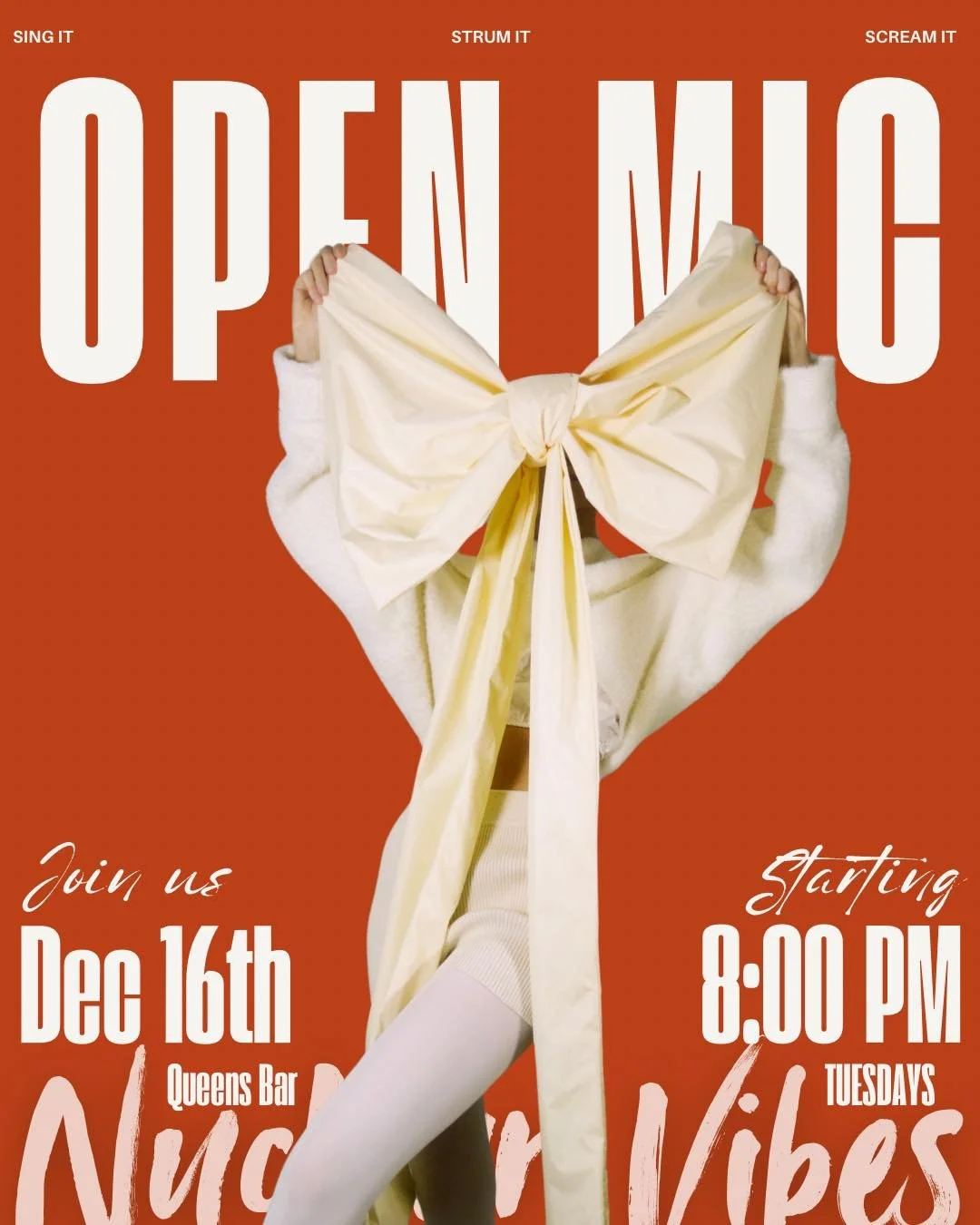 Bring the nerves. Bring the notes.
Sing the thing you&rsquo;ve been holding in.

Tonight.
Open Mic at 8pm.
@nuclearvibesmusic setting the tone.

Last chance to get it out before Christmas🎄