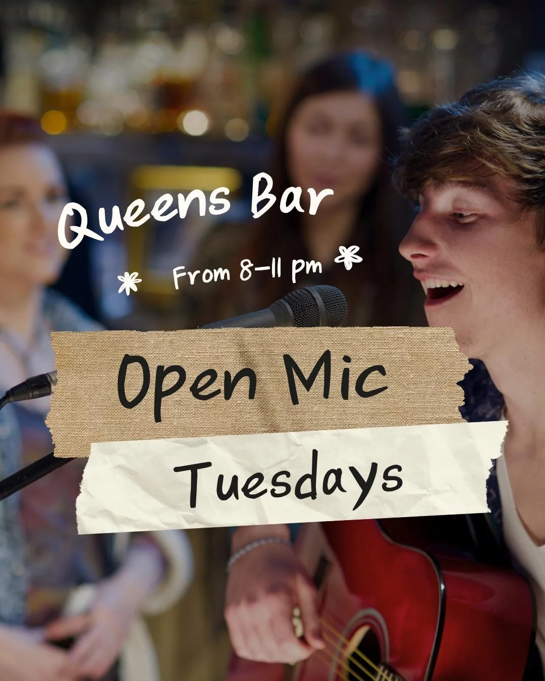 𝕺𝖕𝖊𝖓 𝕸𝖎𝖈 𝕿𝖔𝖓𝖎𝖌𝖍𝖙 🎤

With hosts @nuclearvibesmusic. 

Got vocals that hit, a guitar riff that tells a story, or a song you&rsquo;ve been dying to share? 

📅 Every Tuesday
🕘 8pm&ndash;11pm
📍 Queens Bar

🍻 $6.50 GLB tall boys + vodka 