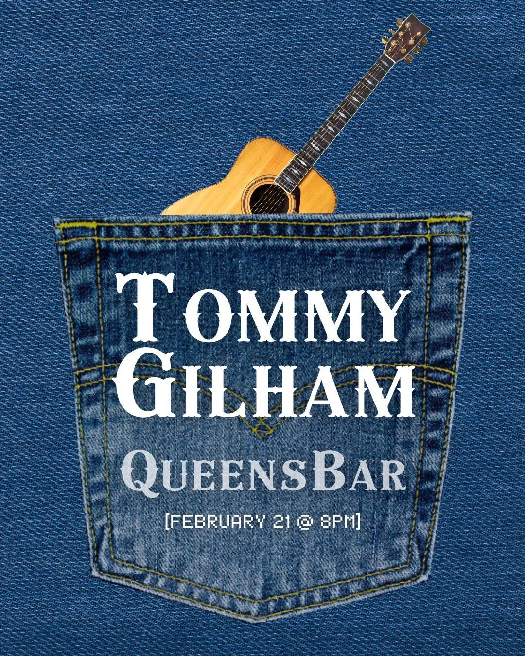 Dust off the denim&mdash;Saturday night at The Queen&rsquo;s is going country 🪕

Tommy Gilham takes the stage 8&ndash;11 with a sound that cuts straight to it 🎶

Boots? Optional.
A good time? Guaranteed.

🍕 Free pizza at midnight.
🎧 DJ Brae keeps