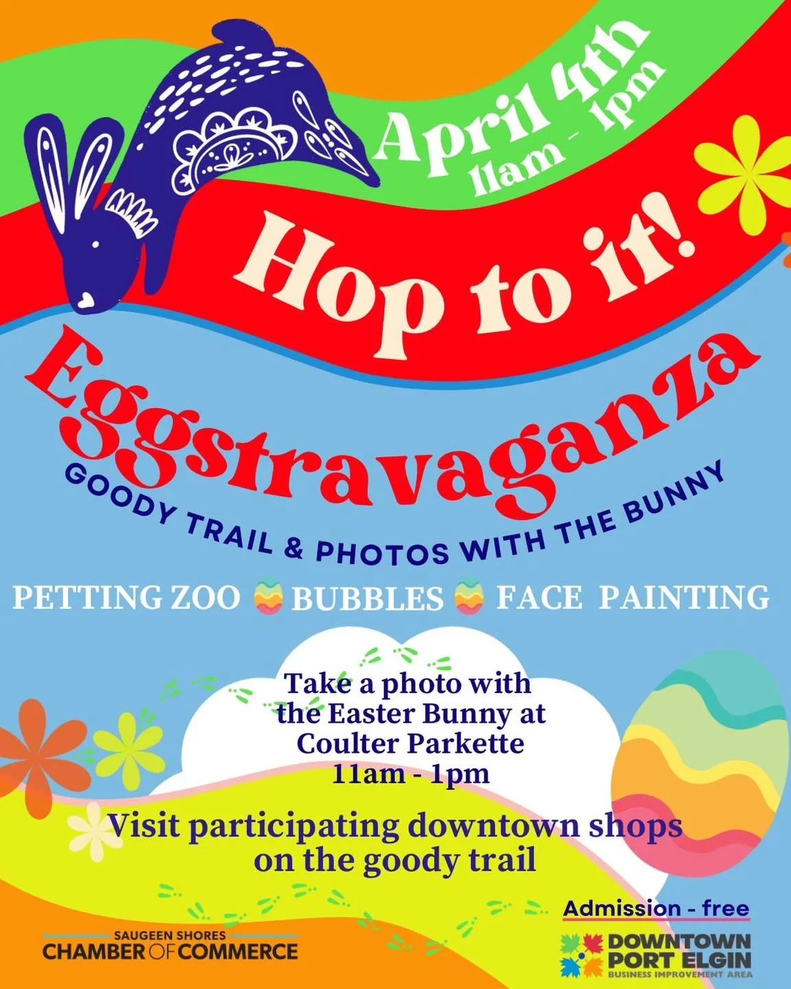 🐰🌷 Easter Extravaganza in Downtown Port Elgin 🌷🐰

Join a fun-filled Easter Extravaganza at Coulter&rsquo;s Parkette on Saturday, April 4 from 11 AM &ndash; 1 PM!

Bring the whole family to celebrate spring and enjoy an afternoon packed with Easte