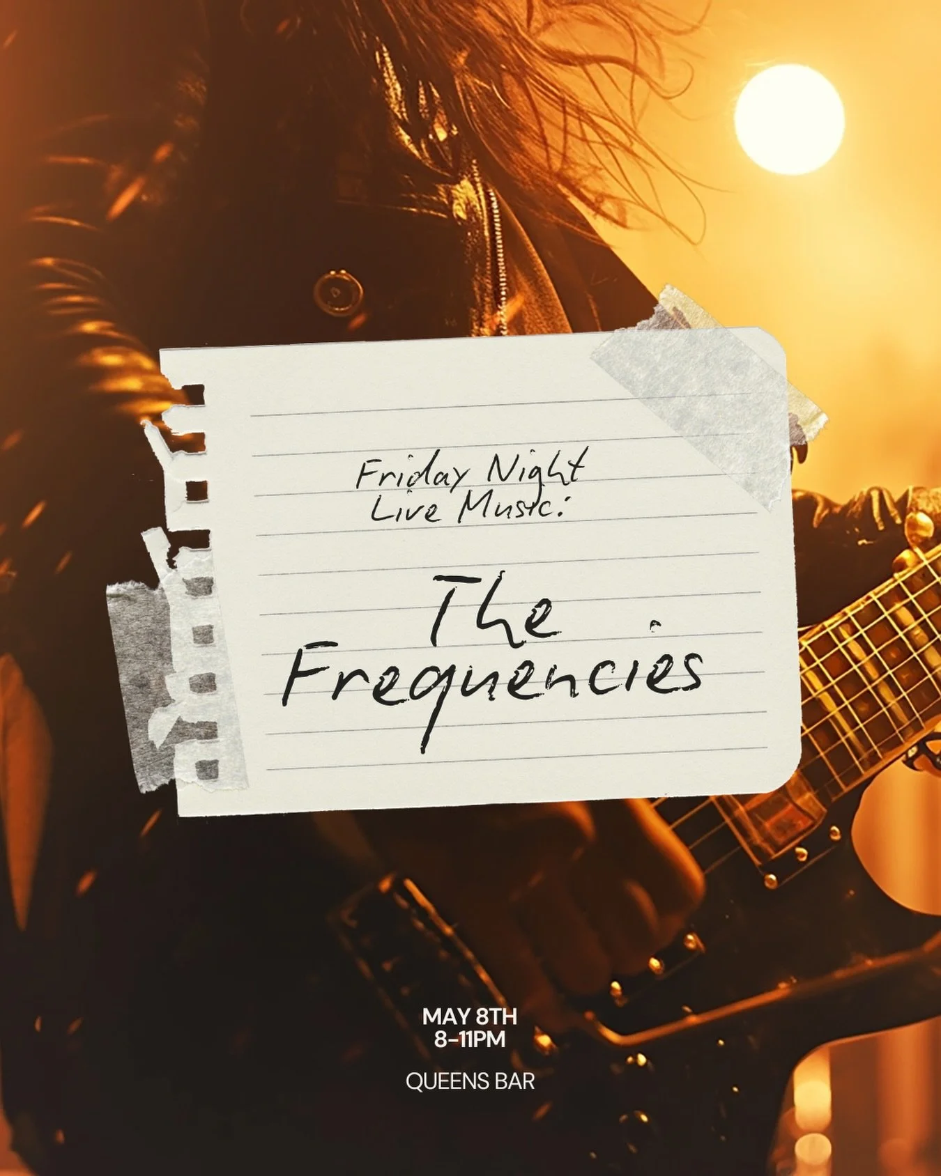 New band, same songs you already love 🎸

The Frequencies are playing all@your favourite cover songs live this Friday night.

📅 May 8th
🕗 8-11pm
📍 Queens Bar

No cover, good food, solid drinks, and enough rock to keep you up later than you planned