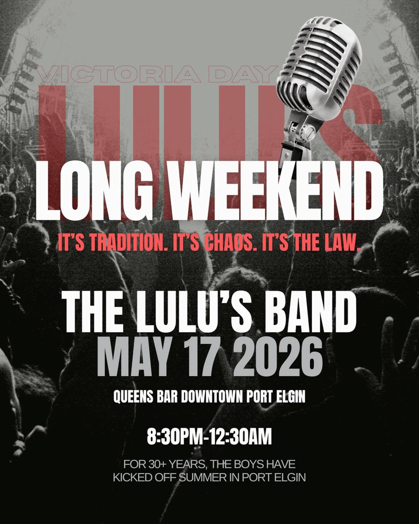 𝐋𝐔𝐋𝐔&rsquo;𝐒 𝐋𝐎𝐍𝐆 𝐖𝐄𝐄𝐊𝐄𝐍𝐃 🎸🎶

It&rsquo;s not officially summer in Port Elgin until someone spills a drink while dancing to @lulus.band on May Long Weekend 🍹

𝙄𝙩&rsquo;𝙨 𝙩𝙧𝙖𝙙𝙞𝙩𝙞𝙤𝙣. 𝙄𝙩&rsquo;𝙨 𝙘𝙝𝙖𝙤𝙨. 𝙄𝙩&rsquo;𝙨