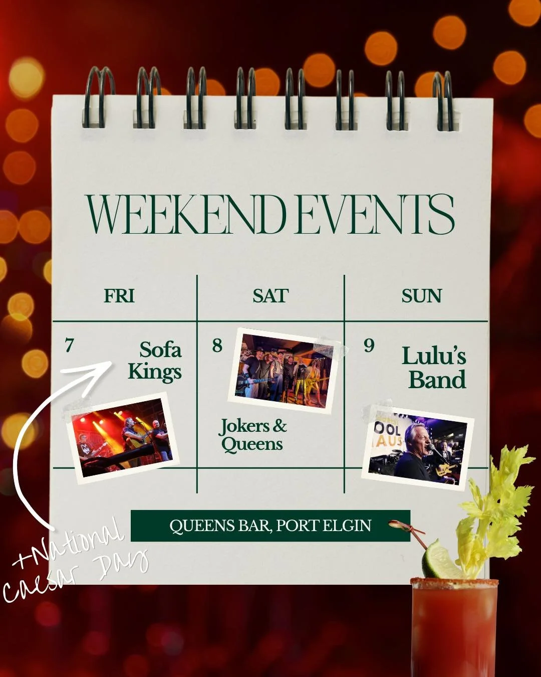 WEEKEND LINEUP:

𝐅𝐫𝐢𝐝𝐚𝐲: The Sofa Kings
𝐒𝐚𝐭𝐮𝐫𝐝𝐚𝐲: @jokersandqueensband 
𝐒𝐮𝐧𝐝𝐚𝐲: @lulus.band 

Fri/Sat no cover.
Lulu&rsquo;s: buytickets.at/thequeensbarandgrill/r/facebook