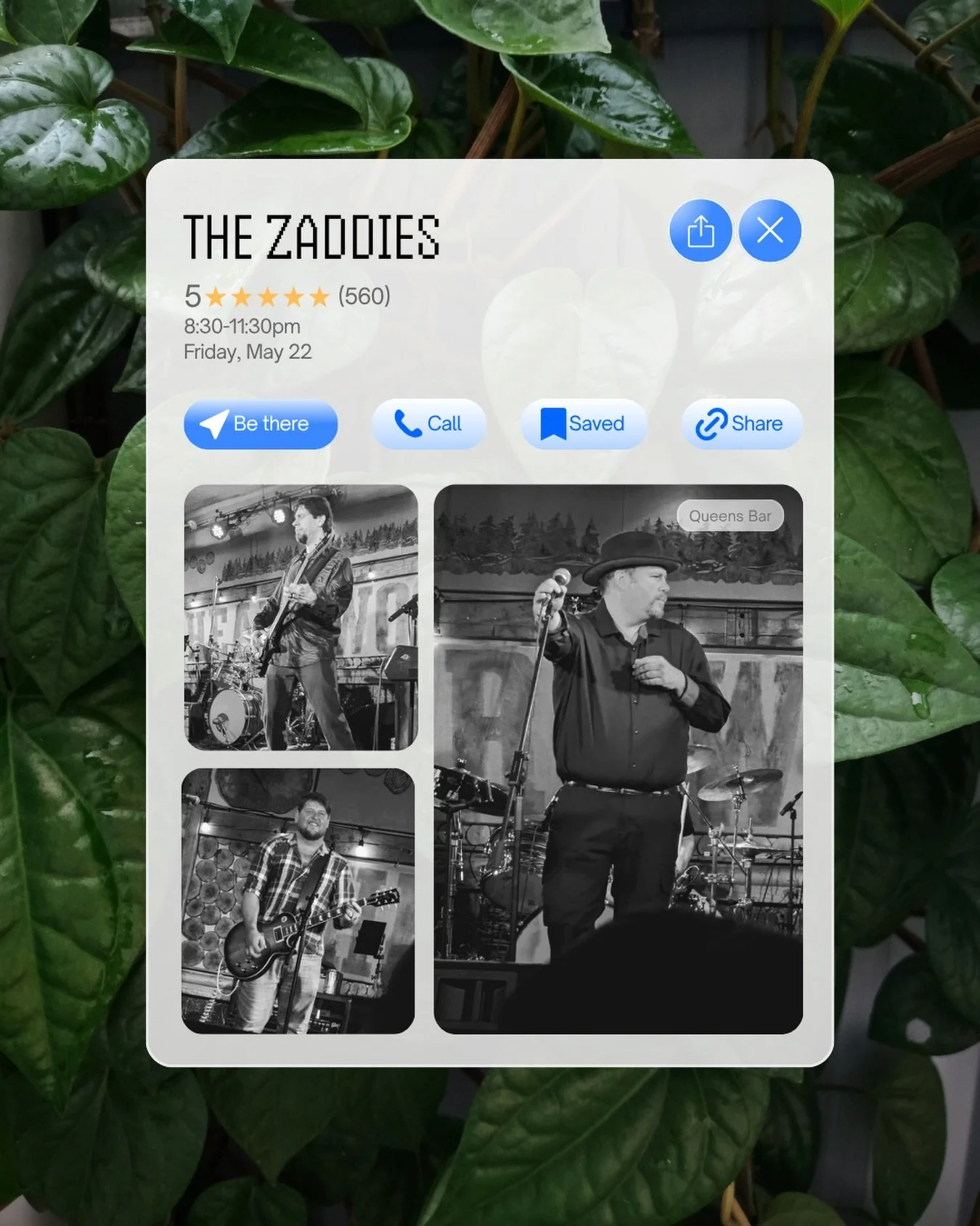 𝕱𝖗𝖎𝖉𝖆𝖞 𝖆𝖙 𝕼𝖚𝖊𝖊𝖓𝖘 𝕭𝖆𝖗

@the.zaddies are playing live&mdash;no cover, just good music.

🕗 8:30&ndash;11:30PM
🍸 Strong drinks
🎶 Come hang out

See you Friday!