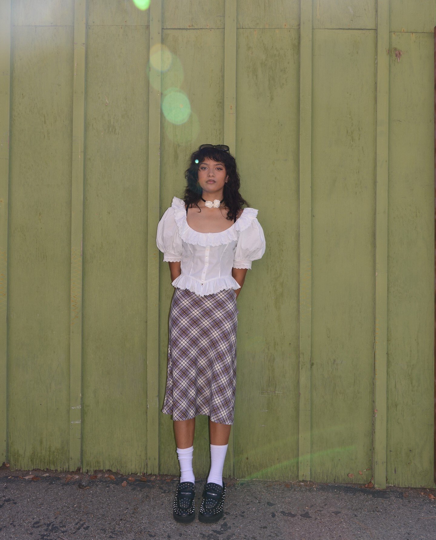 Just a girl who loves a good frilly @shopdoen top &amp; a @unif midi skirt &lt;3 not too mention the epic spikey @stevemadden loafers!