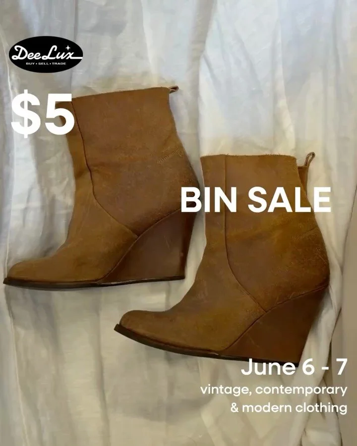 Everything in bins $5, June 6-7⭐️

All DeeLux locations💚

#clothingsale #deelux