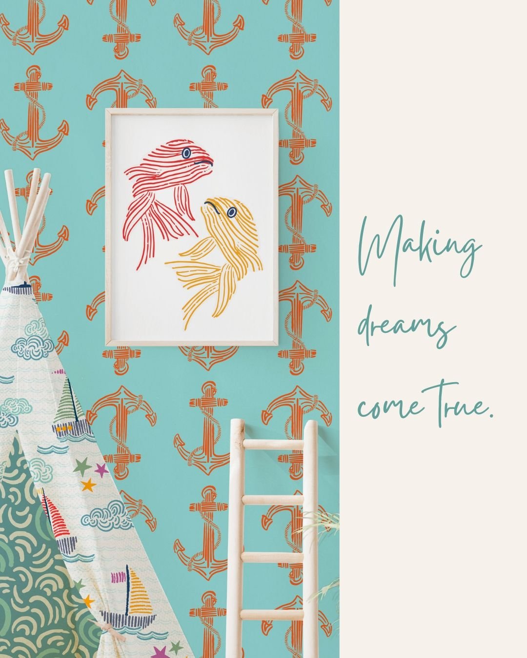 I love designing collections because I dream about how they can be layered together to create a playful outfit or enchanting room. I love how each design complements each other. 

To see the full collection of Ahoy There!, check out my portfolio. Lin