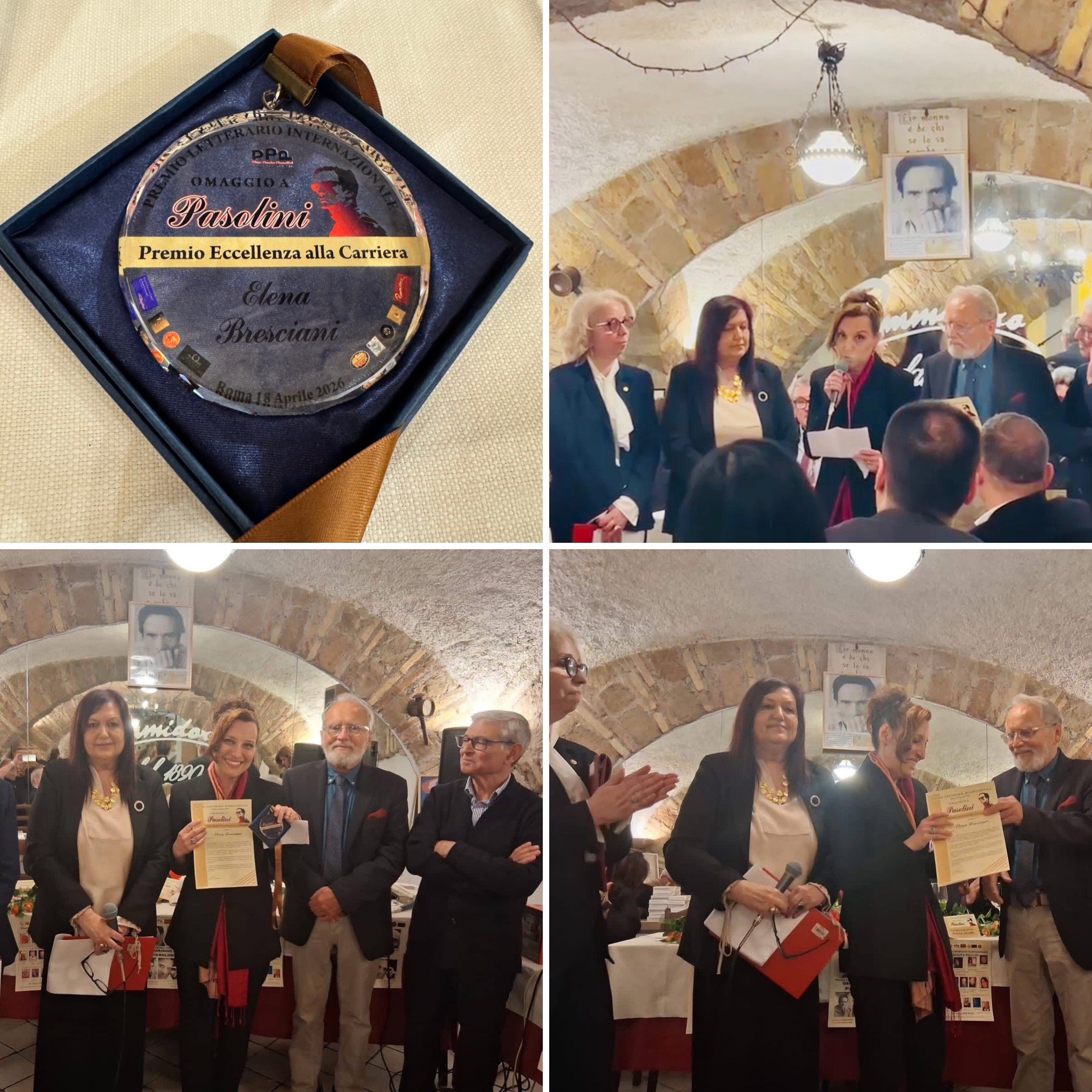 Il mezzosoprano Elena Bresciani riceve a Roma il Premio Eccellenza alla Carriera Pier Paolo Pasolini nell'ambito del Premio Letterario Internazionale Omaggio a Pasolini.