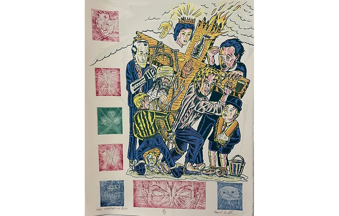 The Mocking of Billy, 2015, silkscreen and etching on paper, 30 x 22 inches