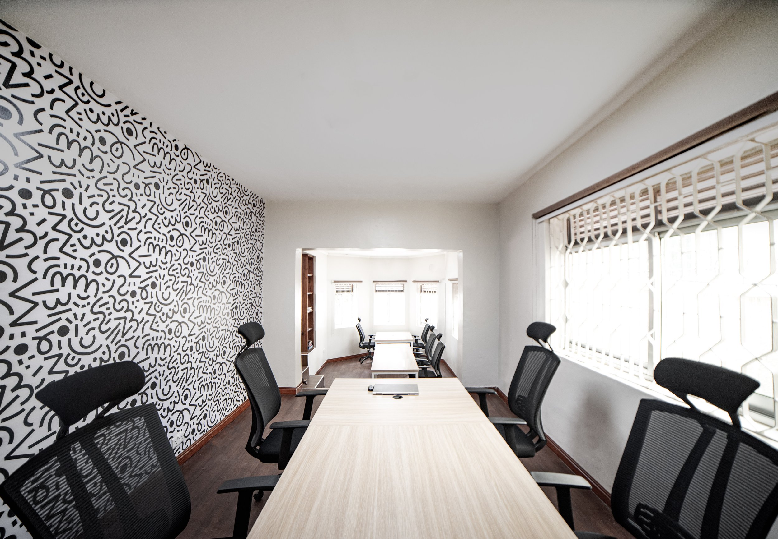 Chairs and tables in an office